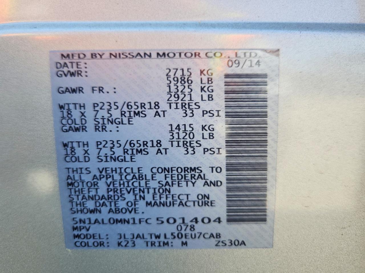 2015 Infiniti Qx60 Base Silver vin: 5N1AL0MN1FC501404