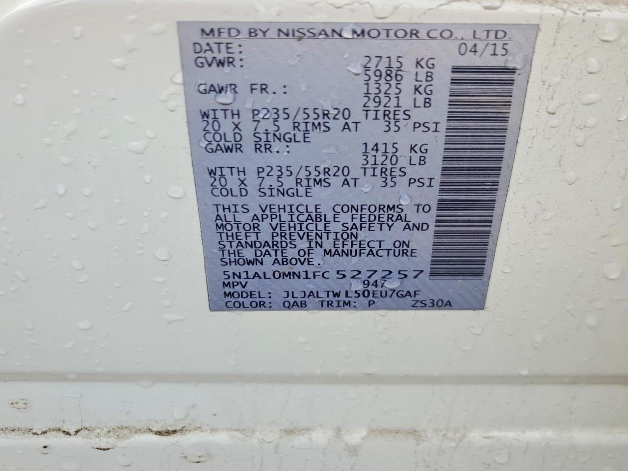 2015 Infiniti Qx60 Base White vin: 5N1AL0MN1FC527257