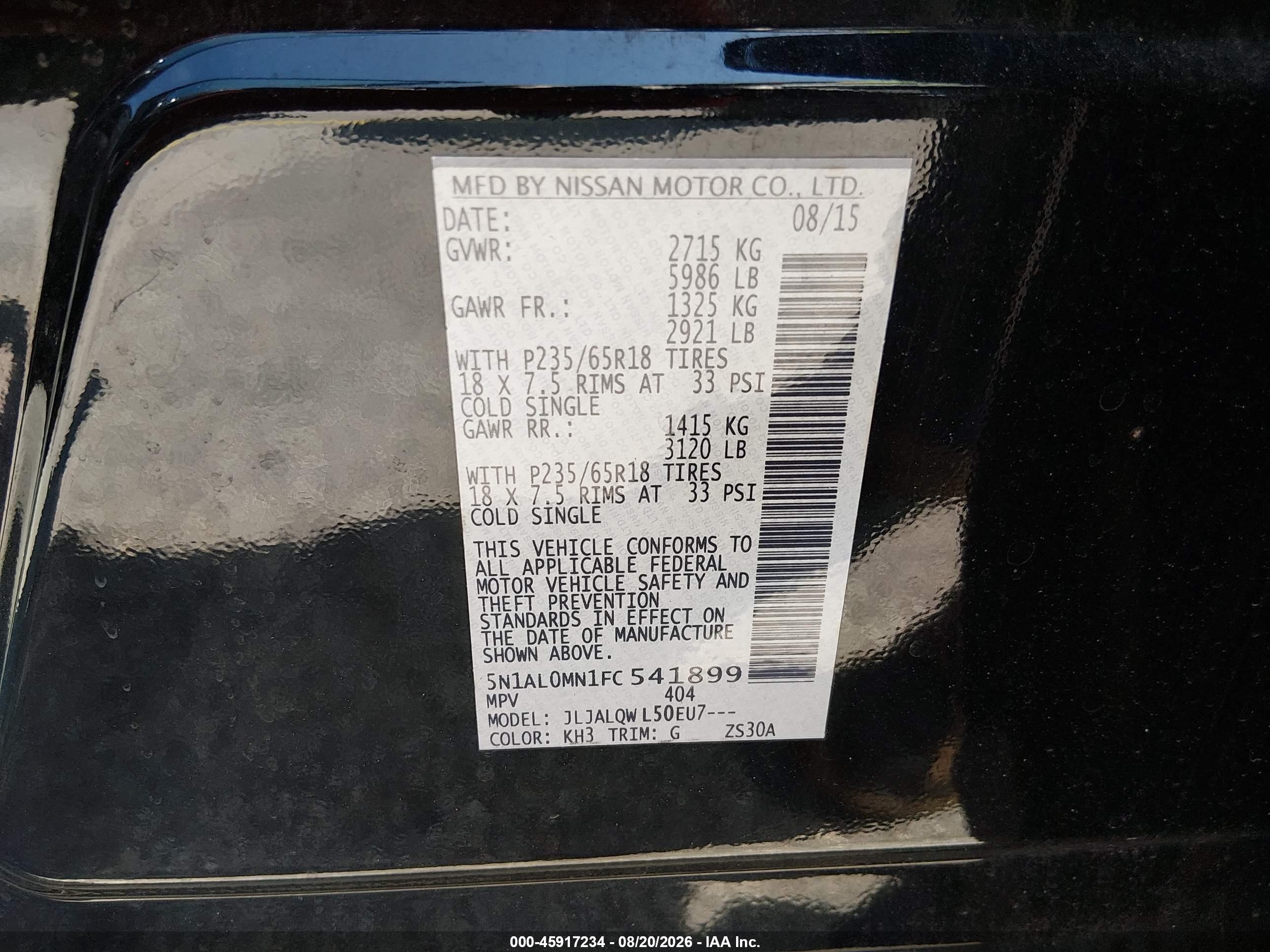 2015 Infiniti Qx60   Черный vin: 5N1AL0MN1FC541899