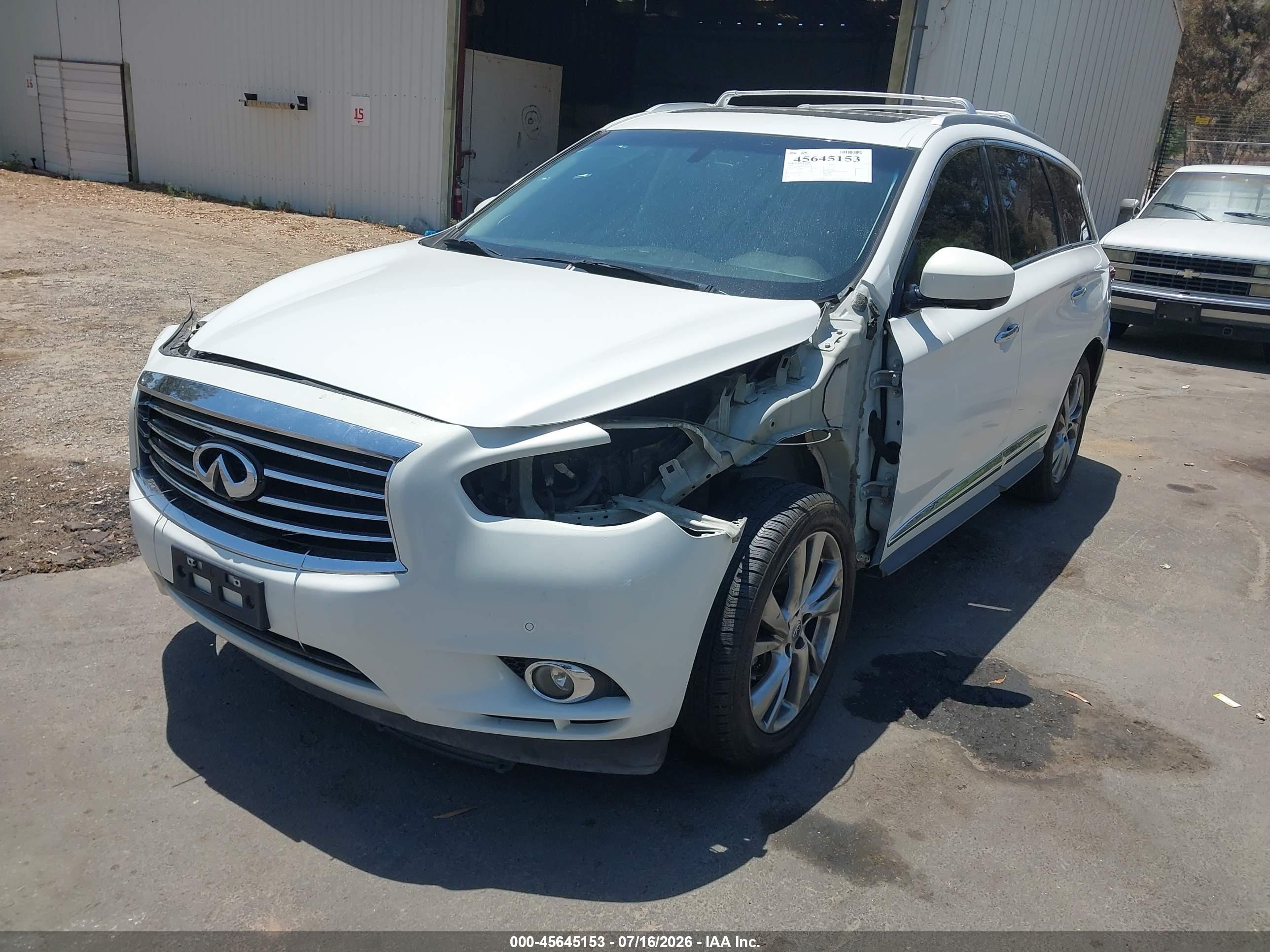 2013 Infiniti Jx35   White vin: 5N1AL0MN2DC351509