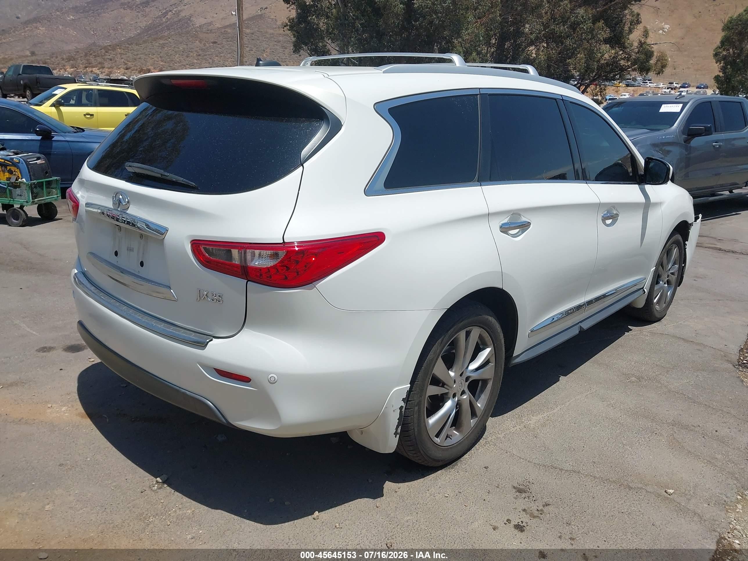 2013 Infiniti Jx35   White vin: 5N1AL0MN2DC351509