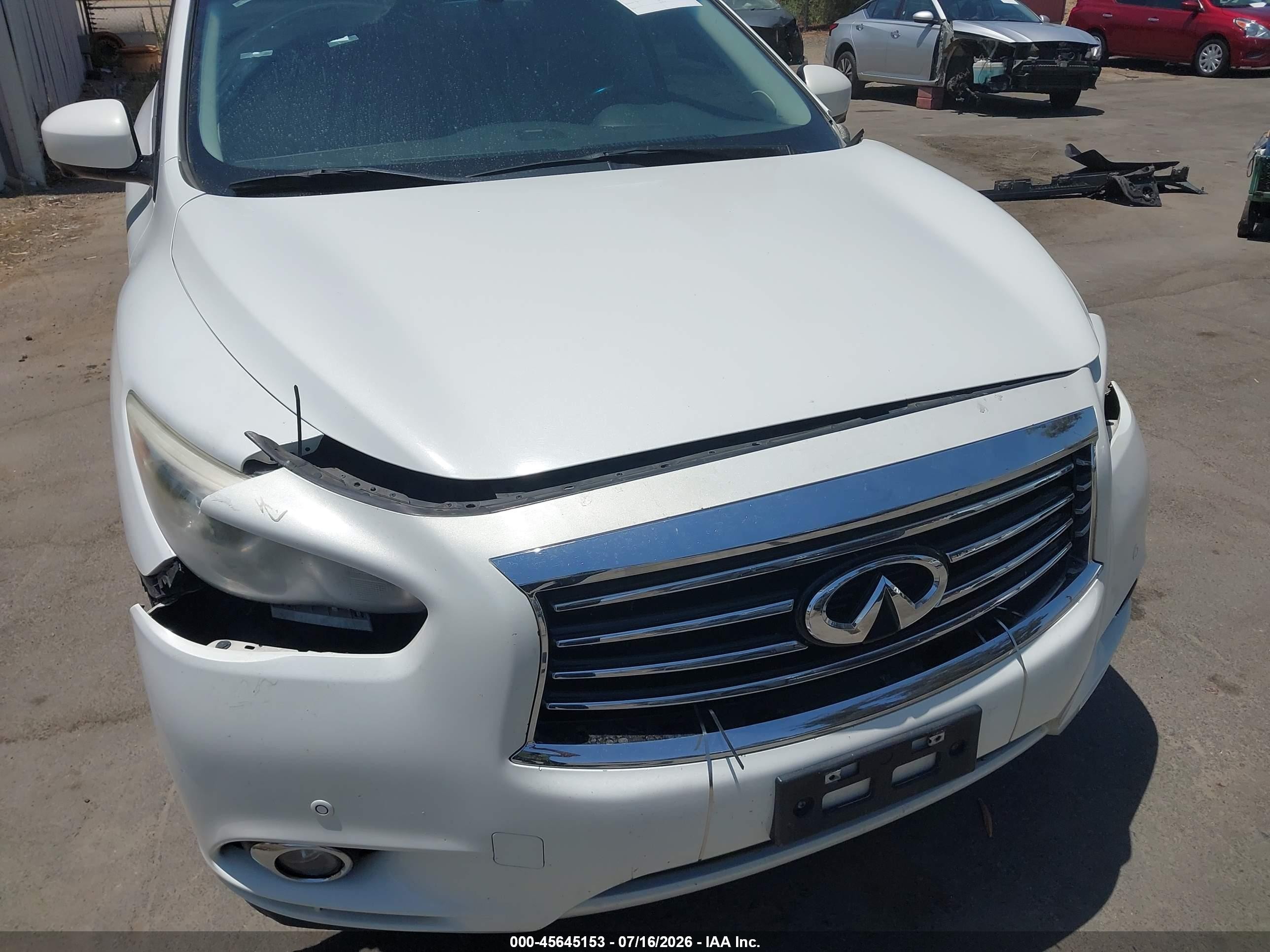2013 Infiniti Jx35   White vin: 5N1AL0MN2DC351509