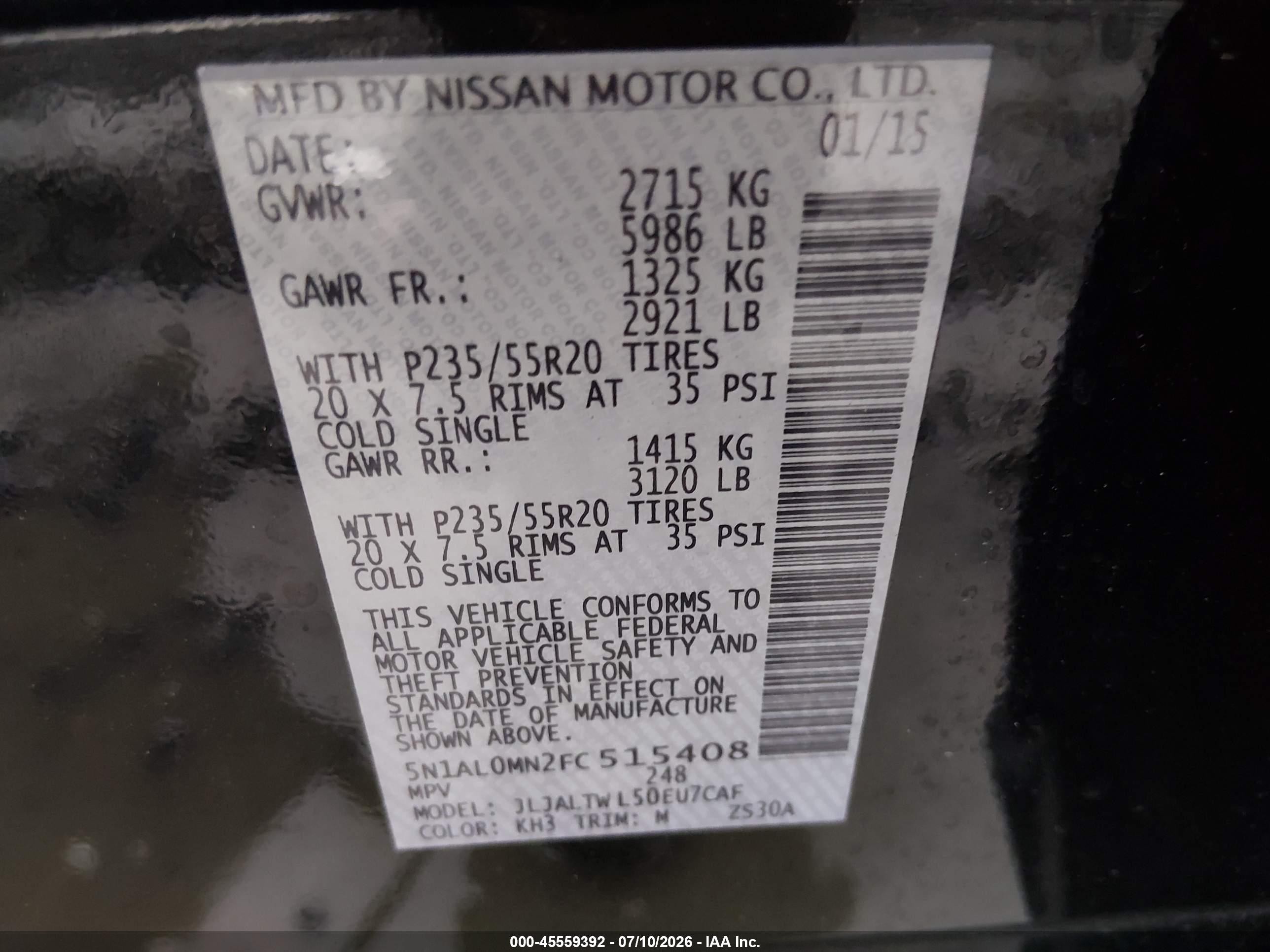 2015 Infiniti Qx60 Black vin: 5N1AL0MN2FC515408