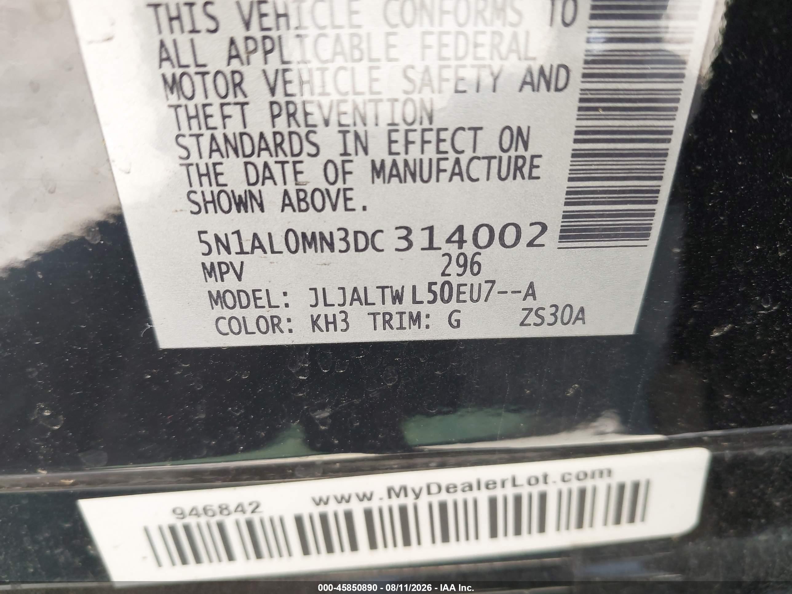 2013 Infiniti Jx35   Черный vin: 5N1AL0MN3DC314002