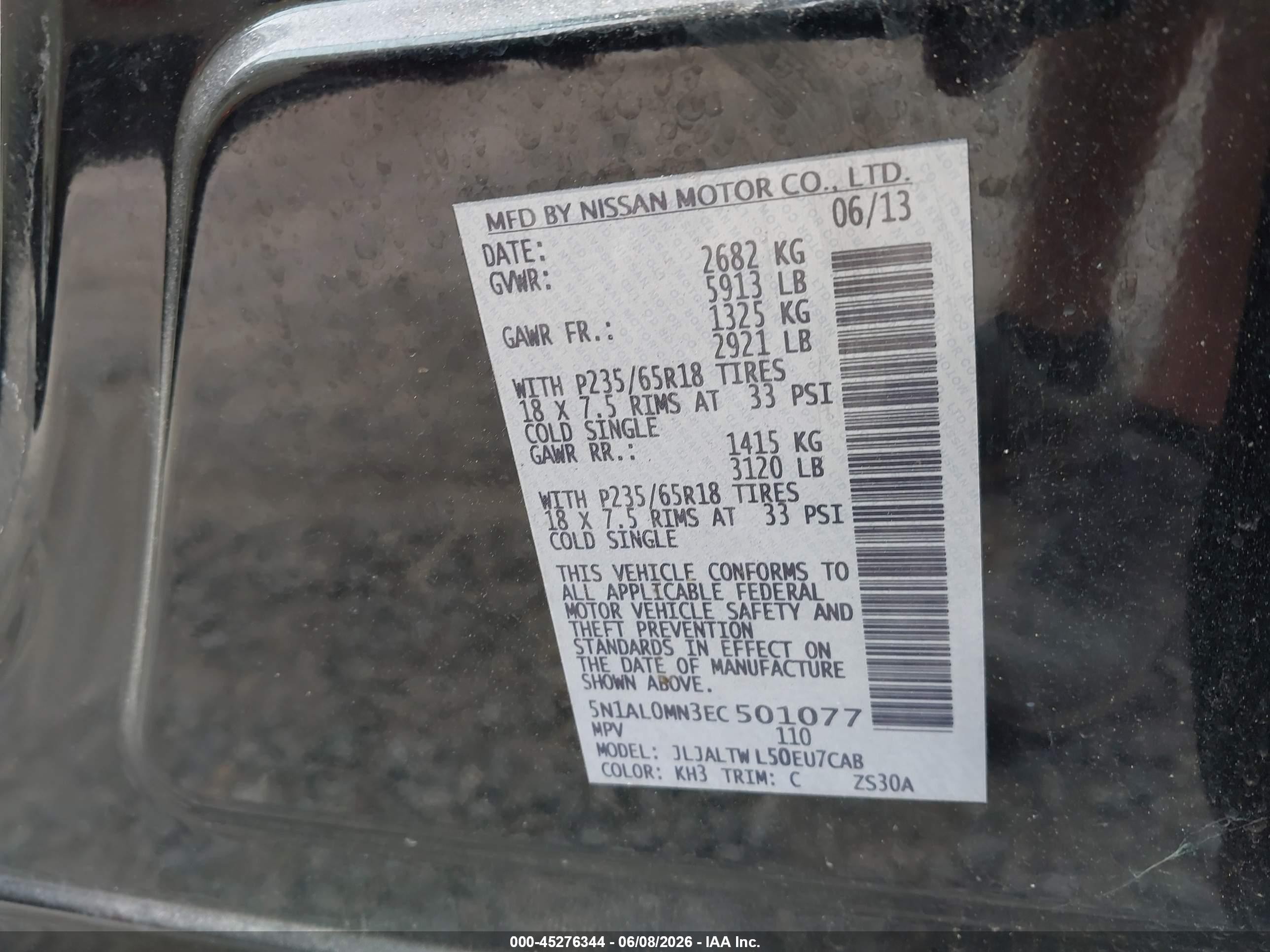 2014 Infiniti Qx60 Черный vin: 5N1AL0MN3EC501077