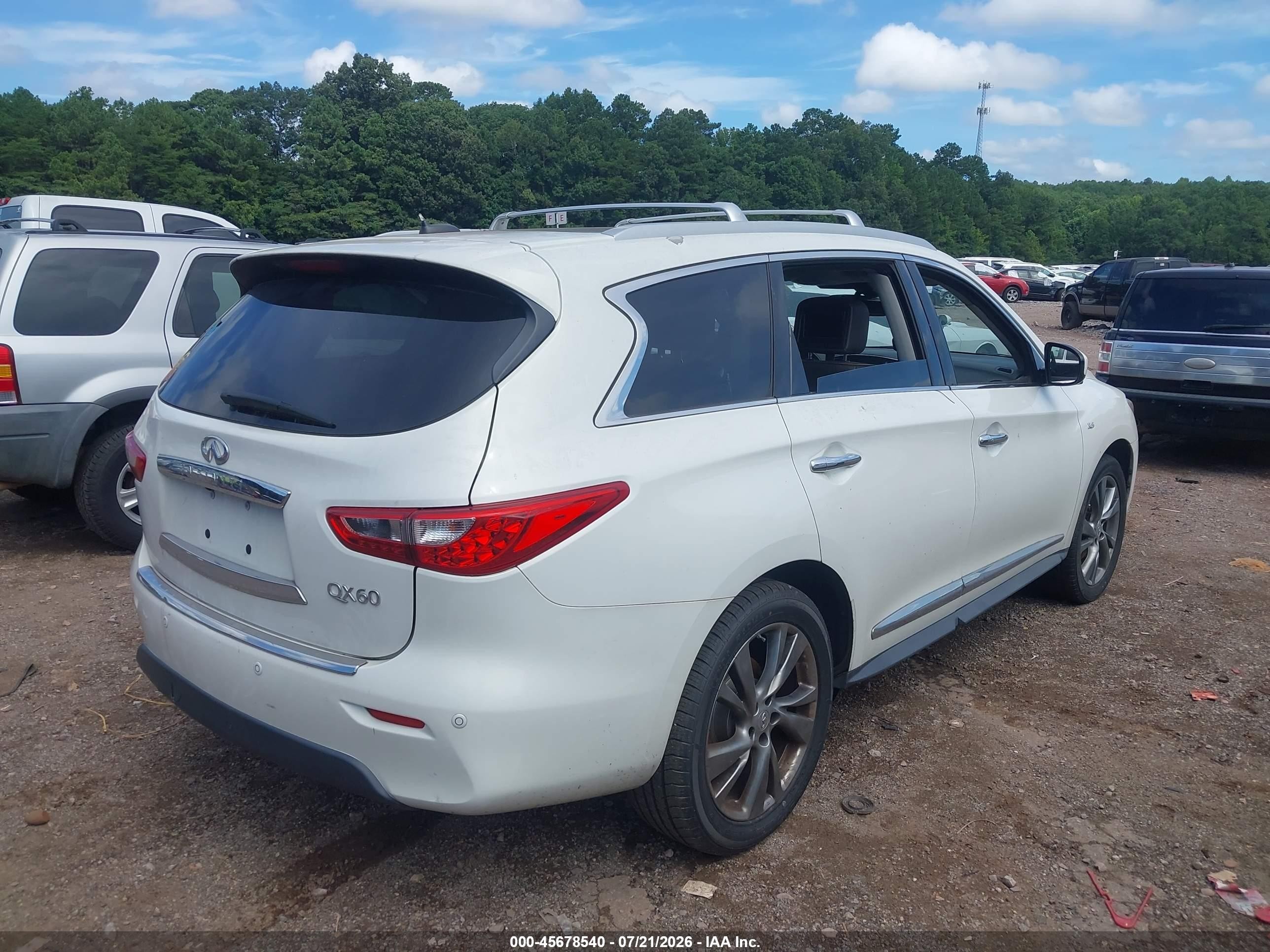 2014 Infiniti Qx60 White vin: 5N1AL0MN4EC525601