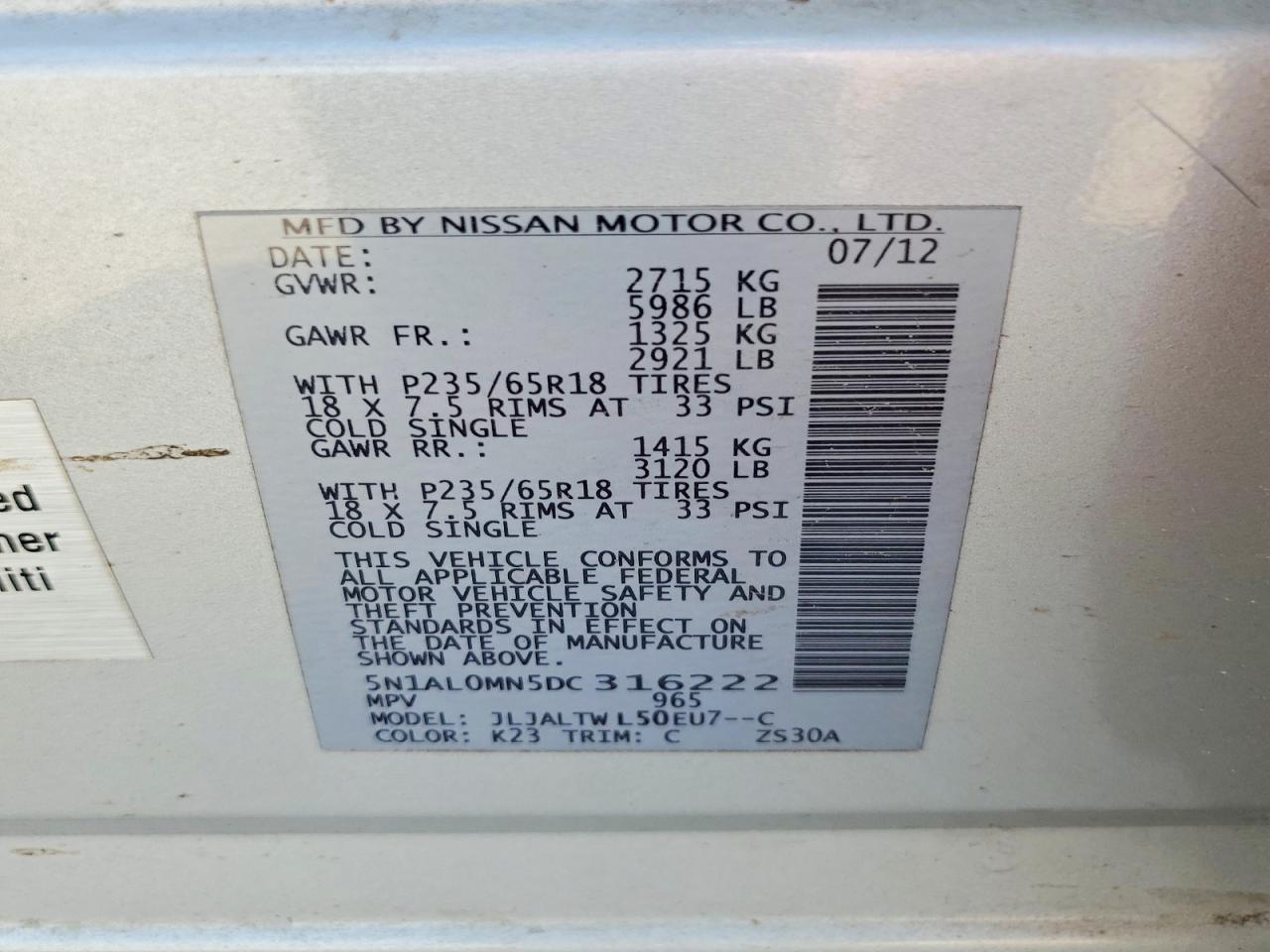 2013 Infiniti Jx35 Base Silver vin: 5N1AL0MN5DC316222