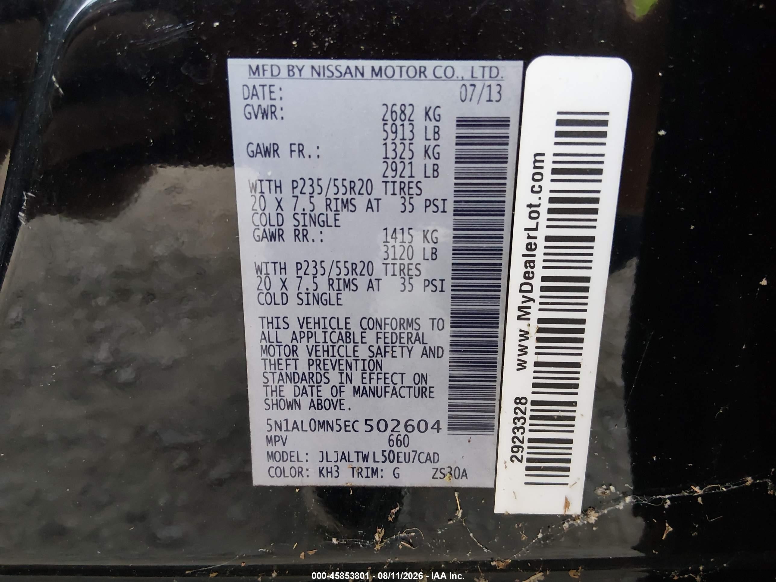 2014 Infiniti Qx60   Black vin: 5N1AL0MN5EC502604