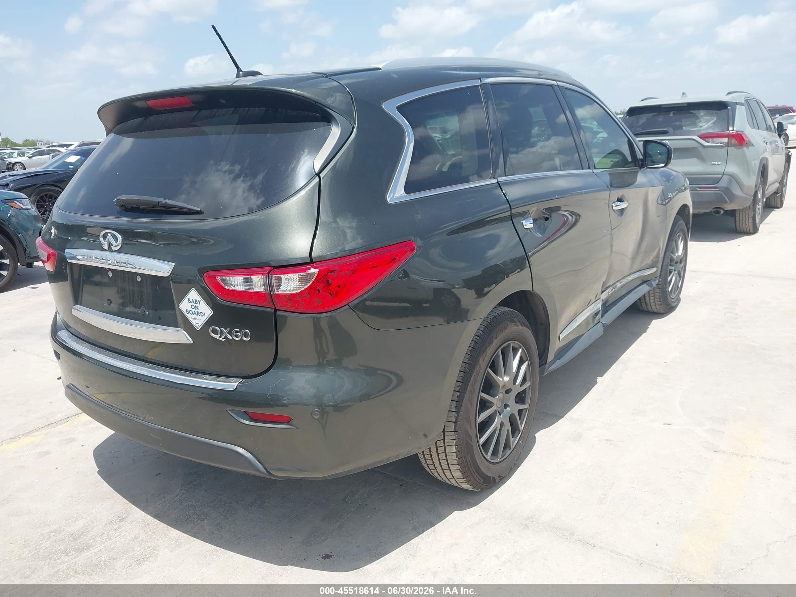 2014 Infiniti Qx60   Green vin: 5N1AL0MN5EC548272