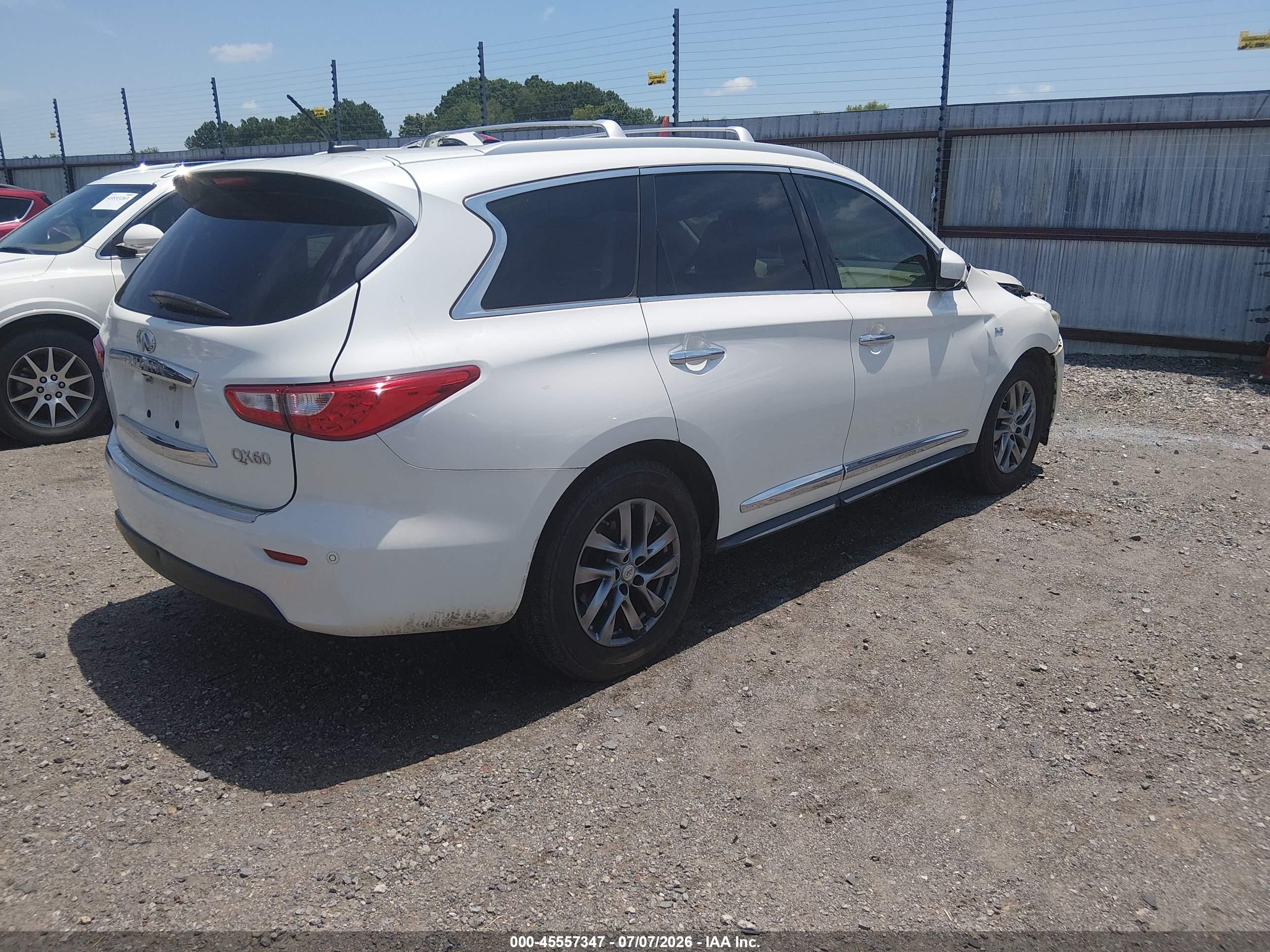 2015 Infiniti Qx60   White vin: 5N1AL0MN5FC511420