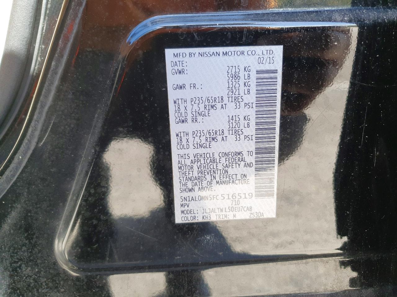 2015 Infiniti Qx60 Base Black vin: 5N1AL0MN5FC516519