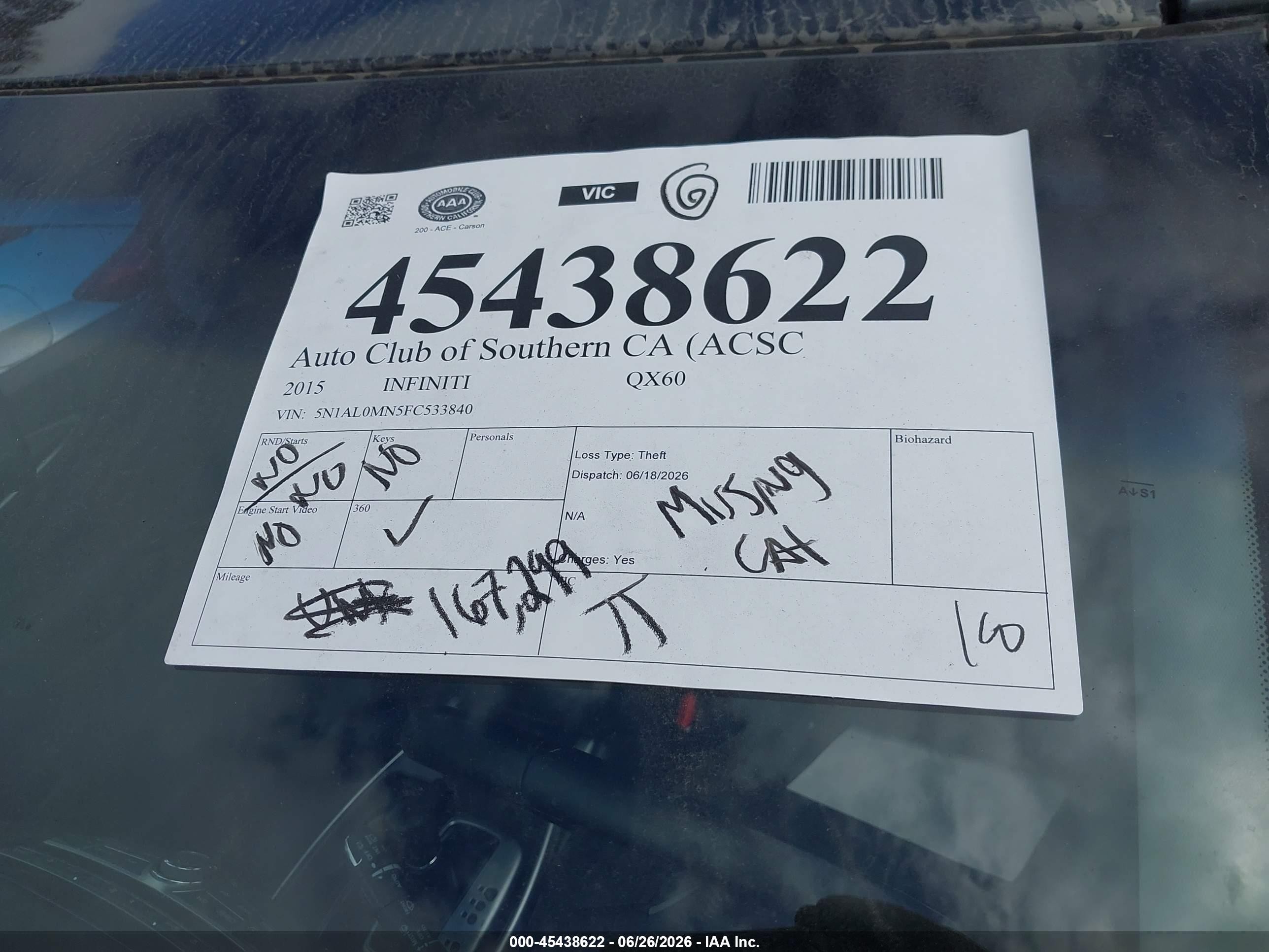 2015 Infiniti Qx60 Black vin: 5N1AL0MN5FC533840