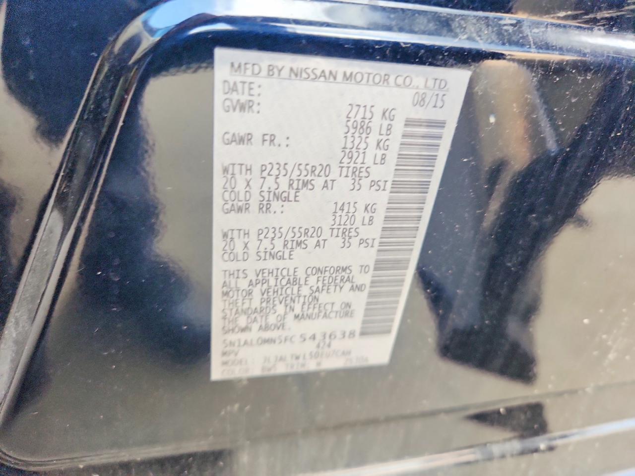 2015 Infiniti Qx60 Base Blue vin: 5N1AL0MN5FC543638