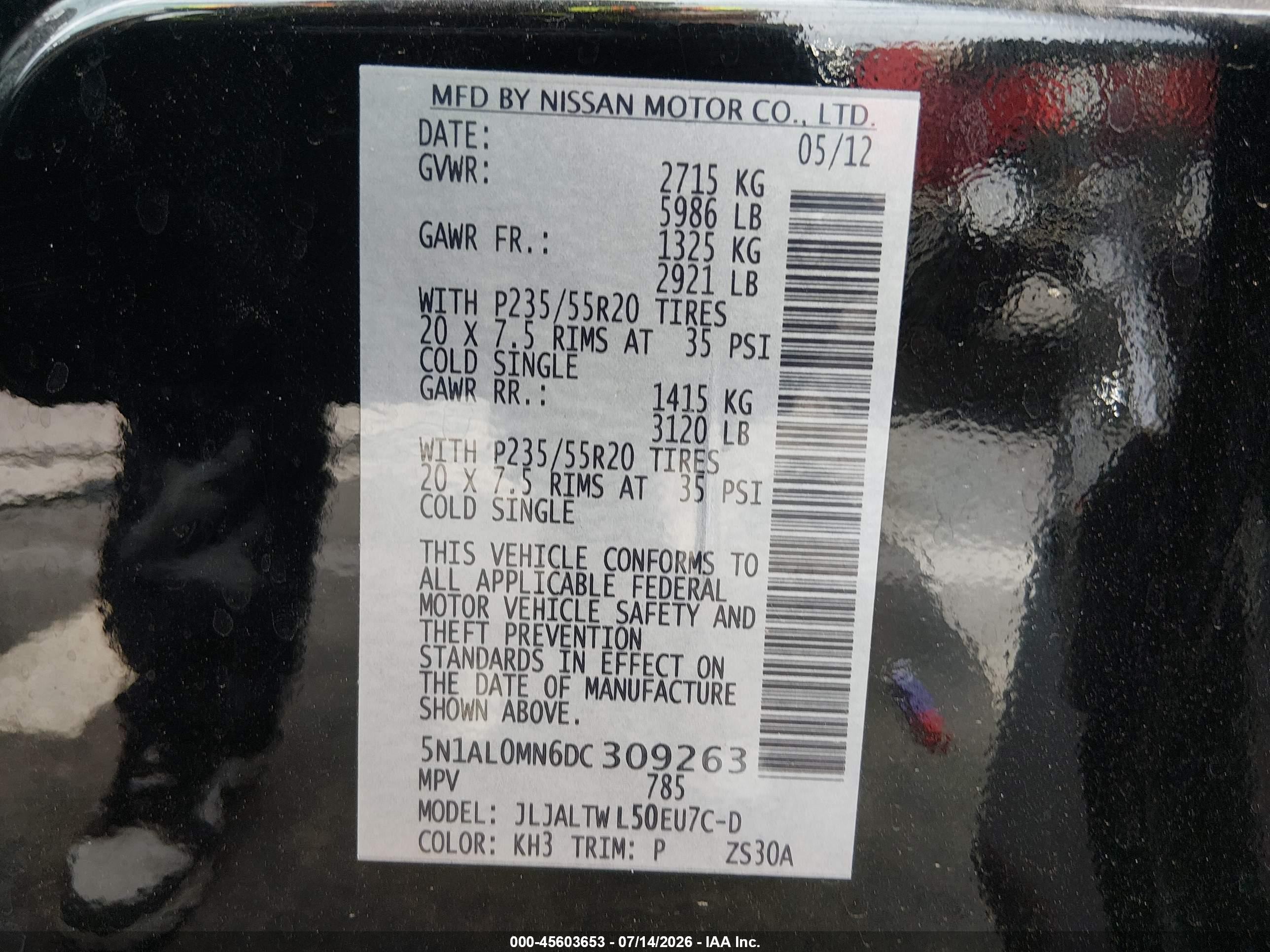2013 Infiniti Jx35   Black vin: 5N1AL0MN6DC309263