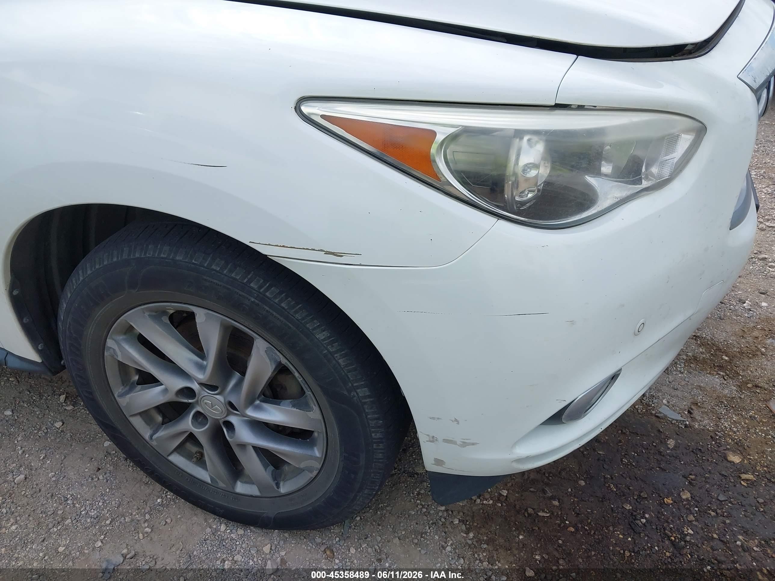 2013 Infiniti Jx35   White vin: 5N1AL0MN6DC342201