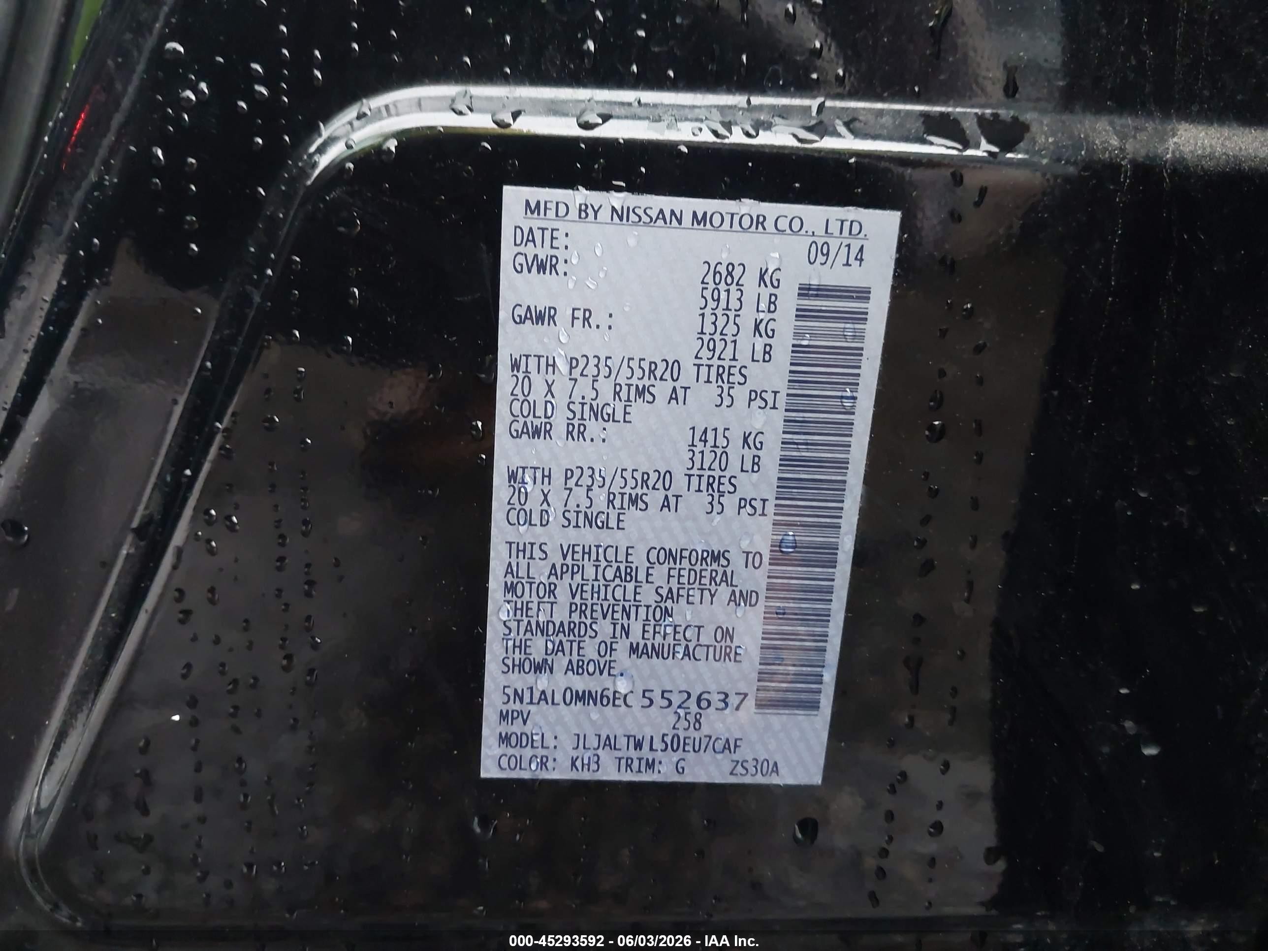 2014 Infiniti Qx60   Black vin: 5N1AL0MN6EC552637