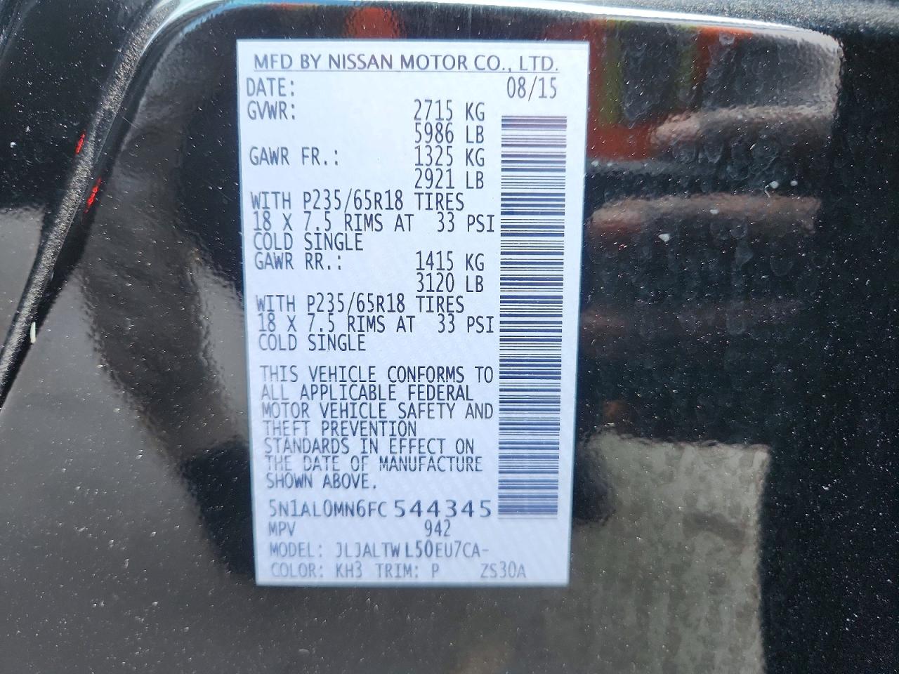 2015 Infiniti Qx60 Base Черный vin: 5N1AL0MN6FC544345
