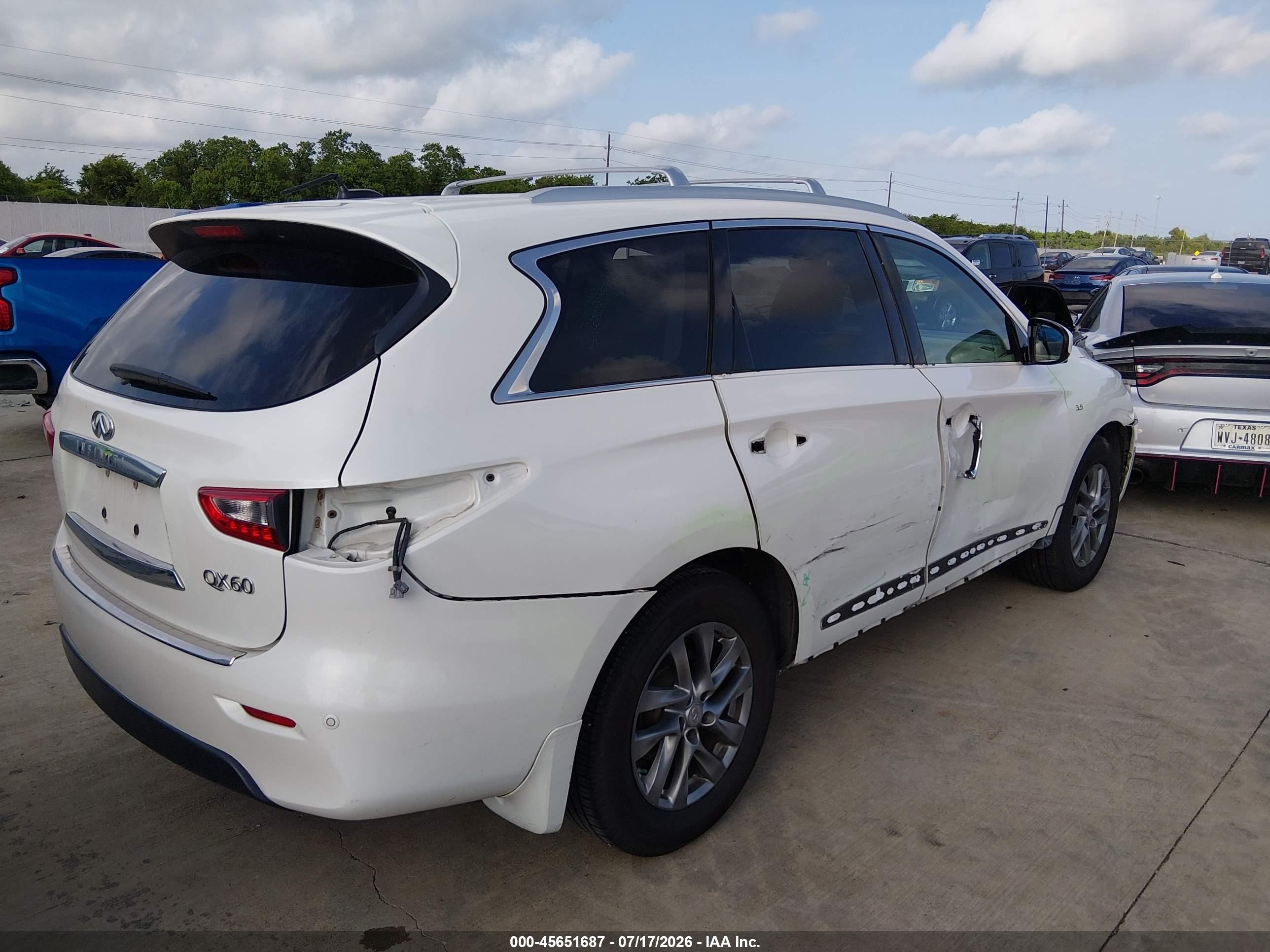 2015 Infiniti Qx60 White vin: 5N1AL0MN6FC550372