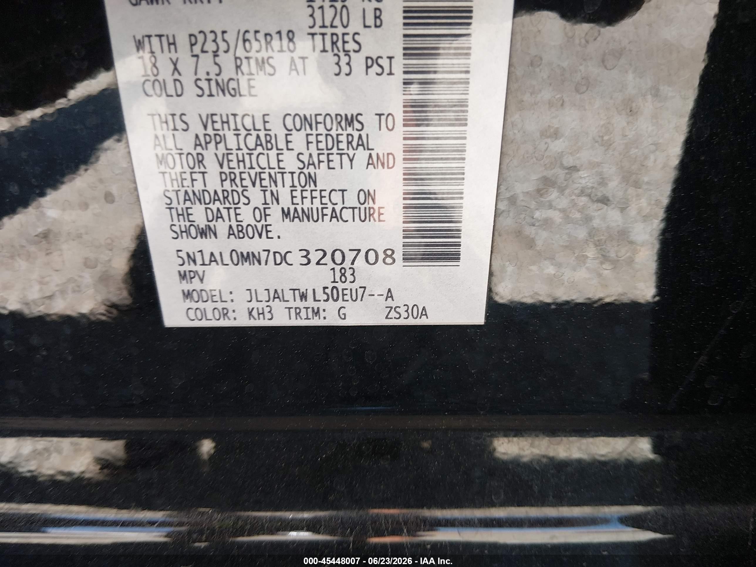 2013 Infiniti Jx35   Black vin: 5N1AL0MN7DC320708