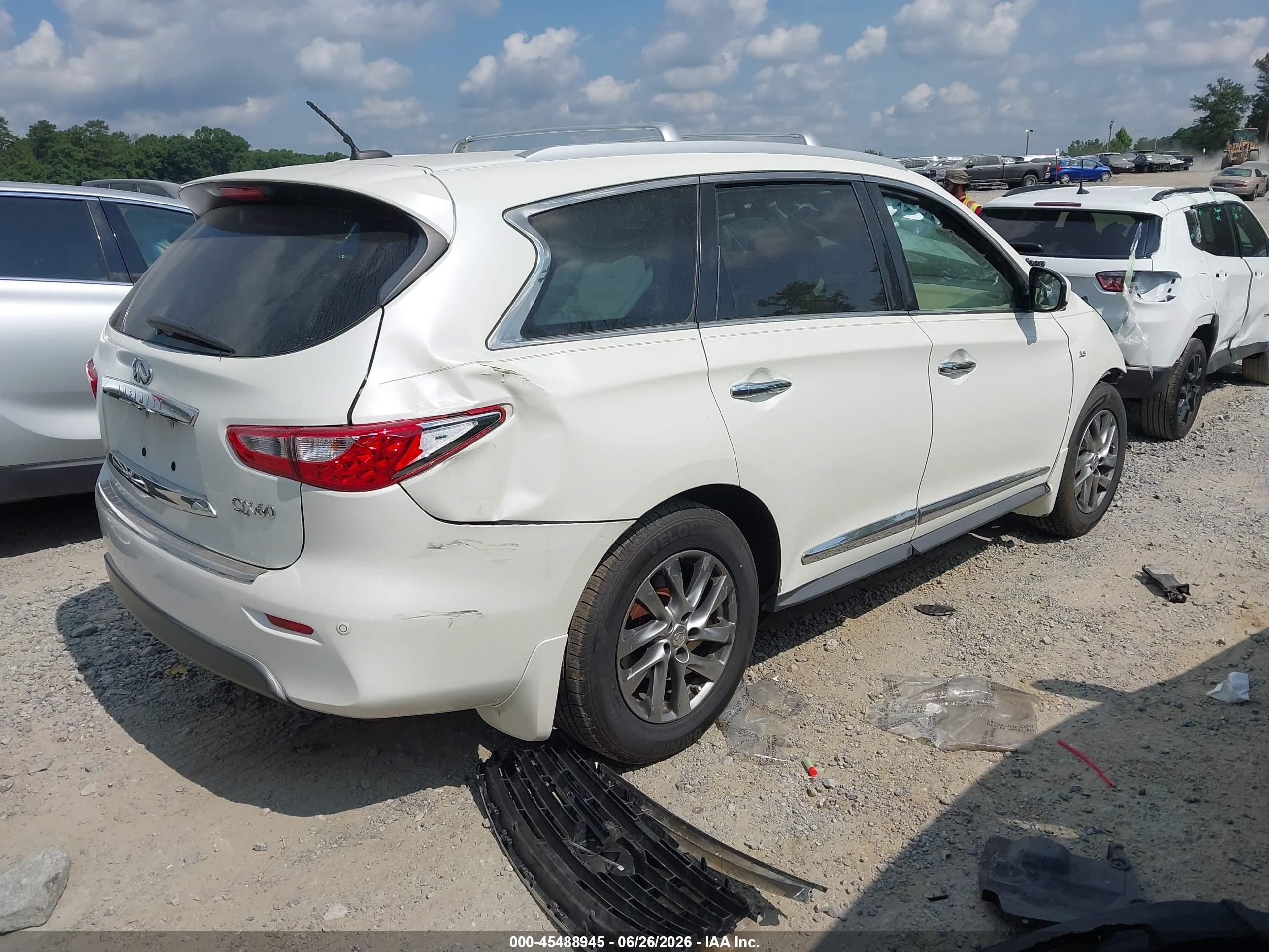 2015 Infiniti Qx60   White vin: 5N1AL0MN7FC520300
