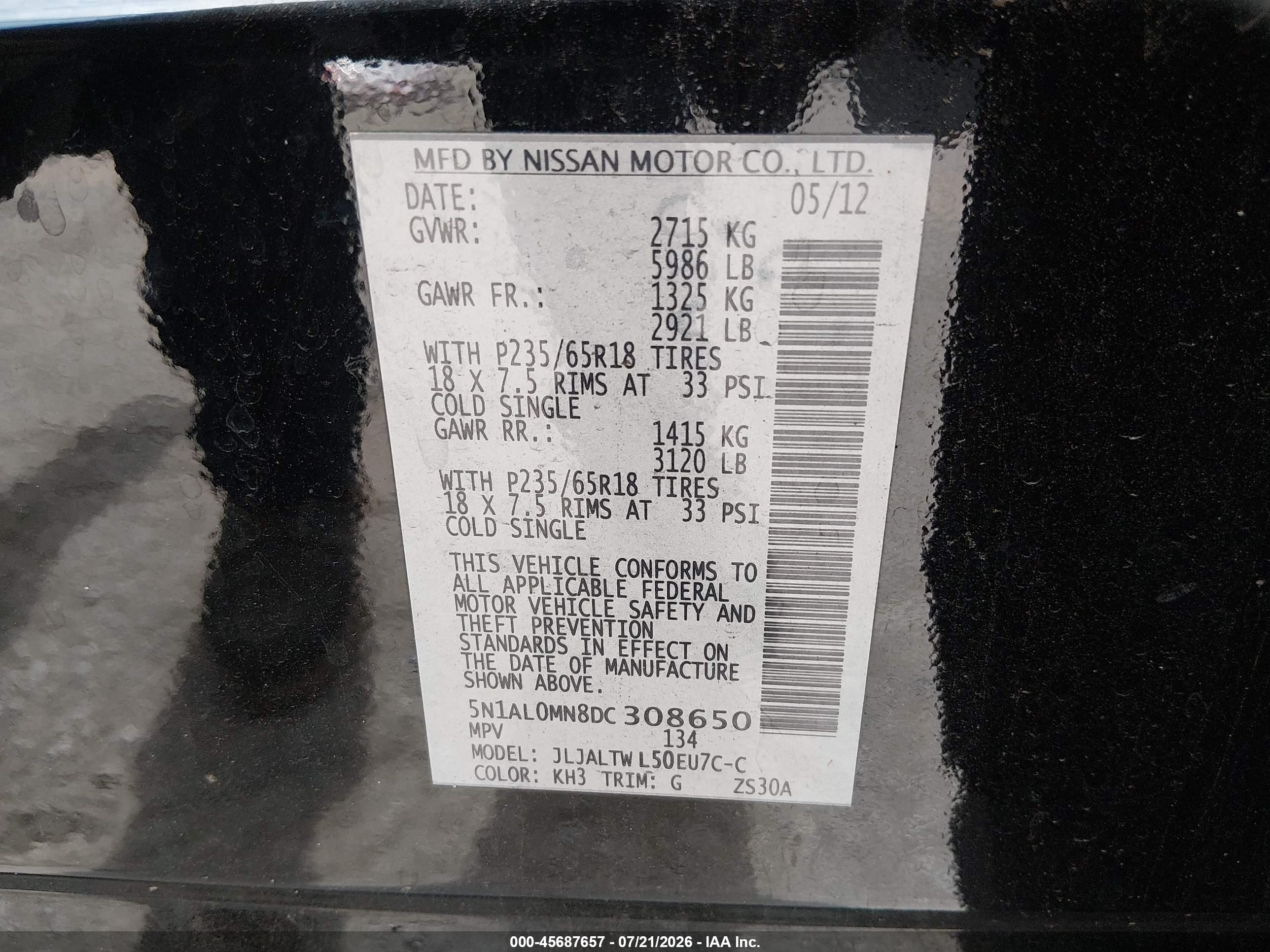 2013 Infiniti Jx35 Black vin: 5N1AL0MN8DC308650
