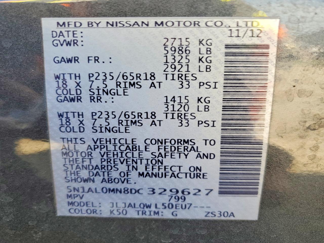 2013 Infiniti Jx35 Black vin: 5N1AL0MN8DC329627