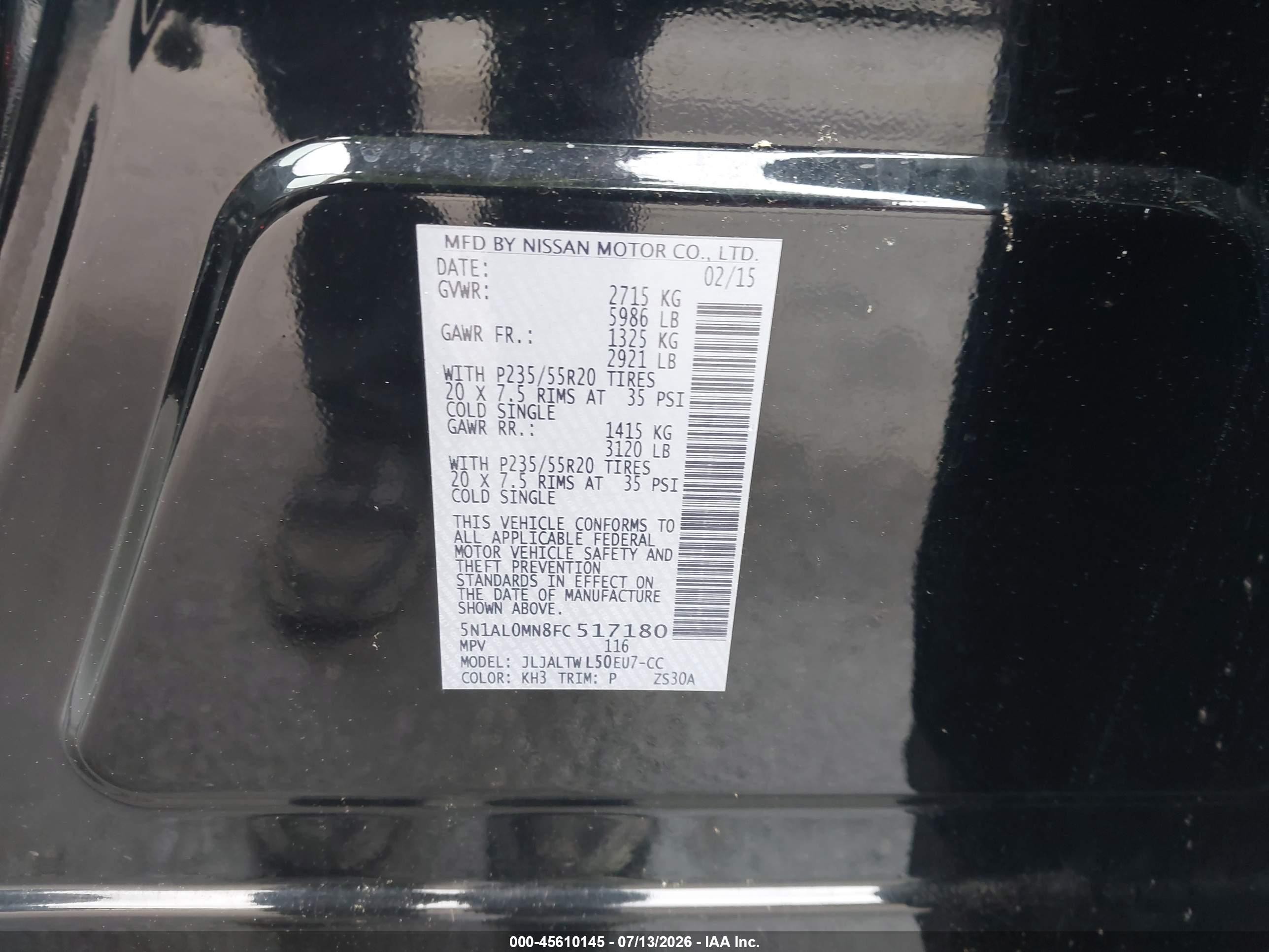 2015 Infiniti Qx60   Black vin: 5N1AL0MN8FC517180