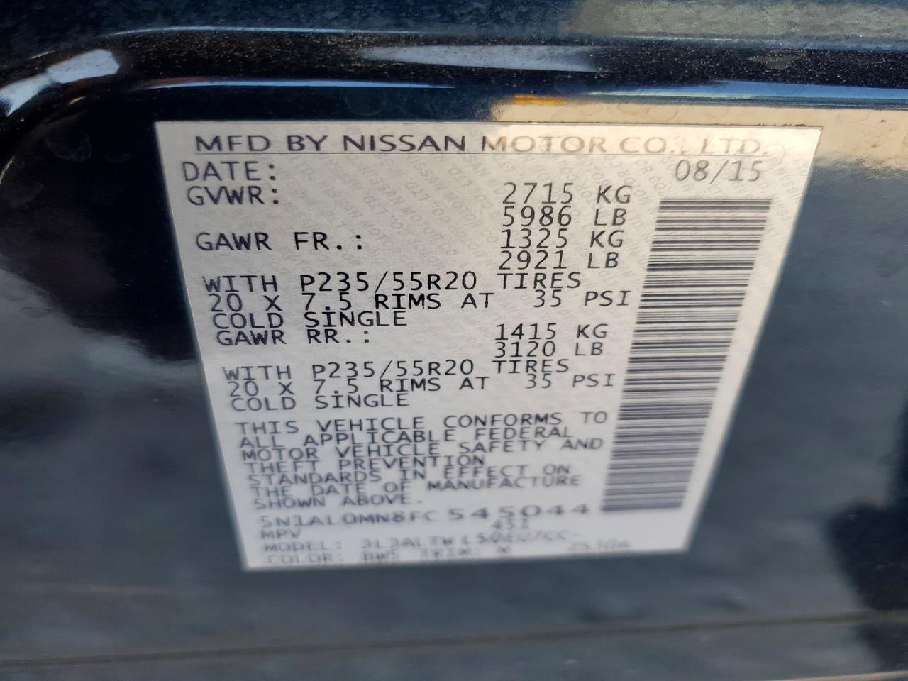 2015 Infiniti Qx60 Base Синий vin: 5N1AL0MN8FC545044