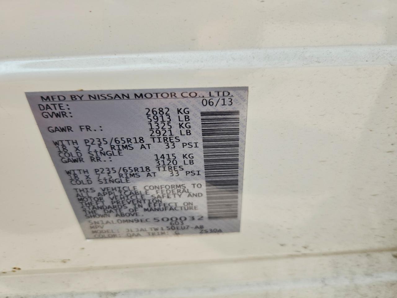2014 Infiniti Qx60 Base Белый vin: 5N1AL0MN9EC500032