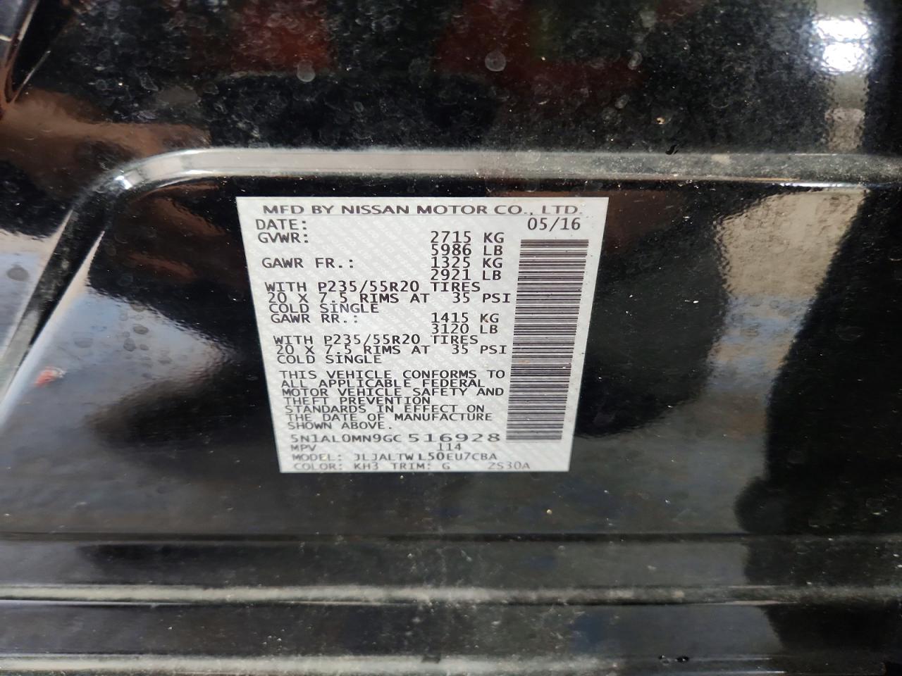 2016 Infiniti Qx60 Base Black vin: 5N1AL0MN9GC516928
