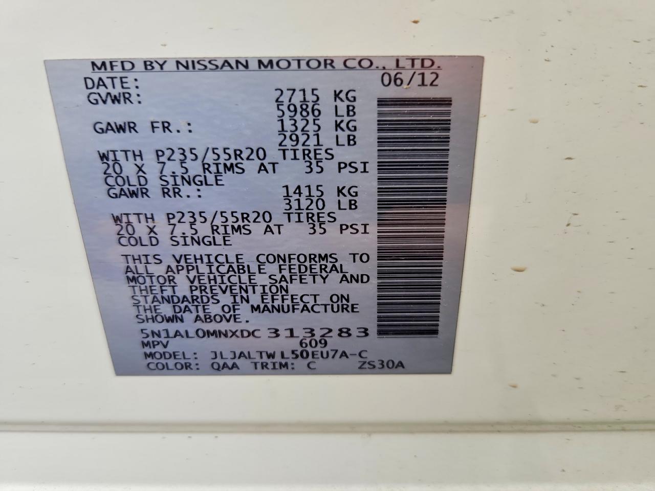 2013 Infiniti Jx35 Base Белый vin: 5N1AL0MNXDC313283