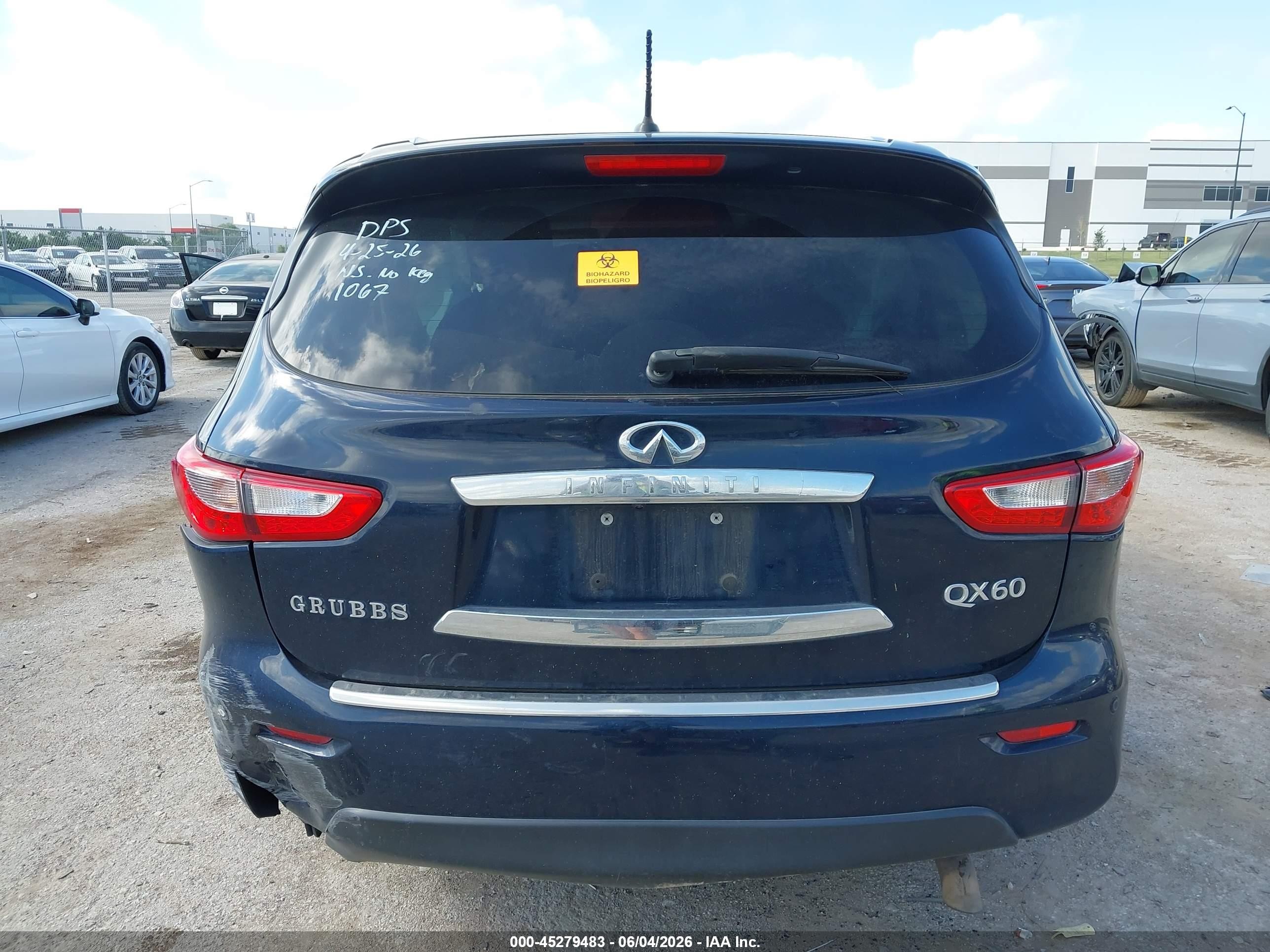 2015 Infiniti Qx60   Dark Blue vin: 5N1AL0MNXFC521067