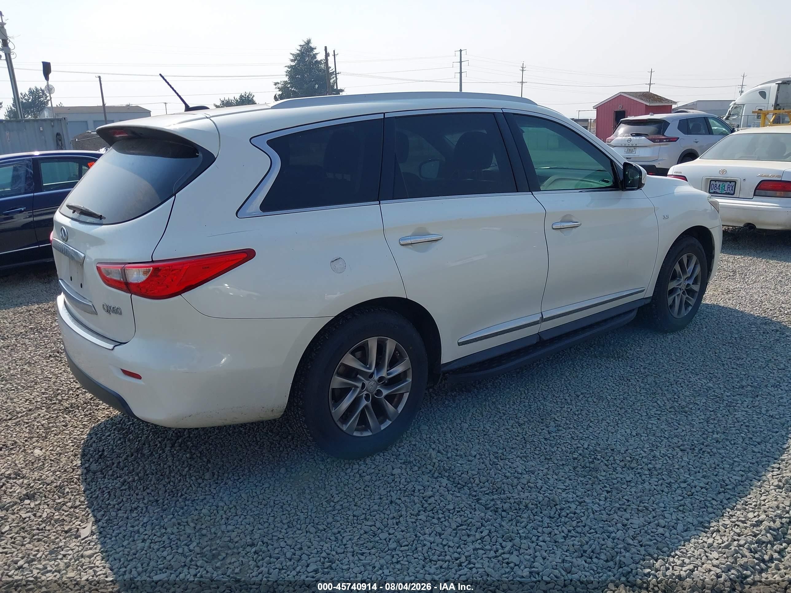 2015 Infiniti Qx60   White vin: 5N1AL0MNXFC535986