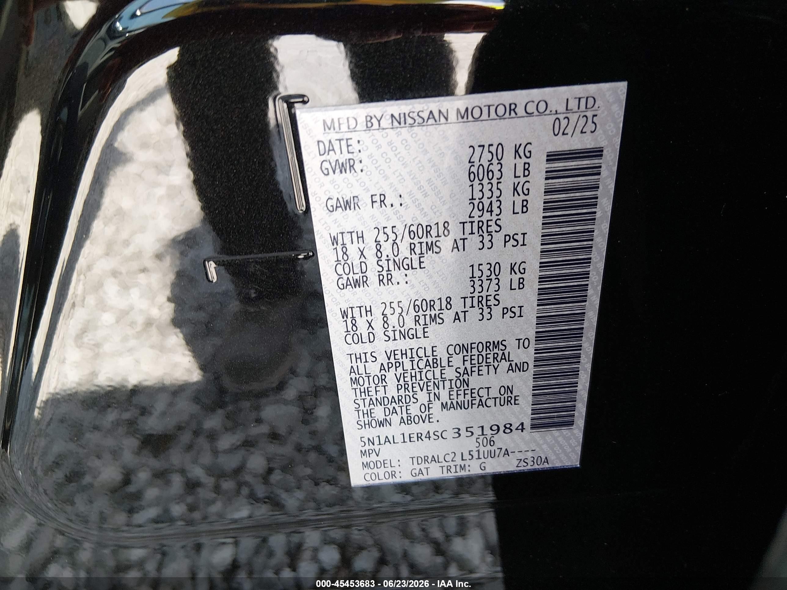 2025 Infiniti Qx60 Pure Black vin: 5N1AL1ER4SC351984