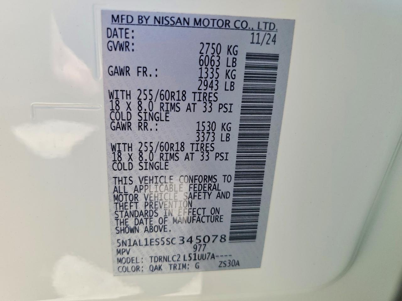 2025 Infiniti Qx60 Pure White vin: 5N1AL1ES5SC345078