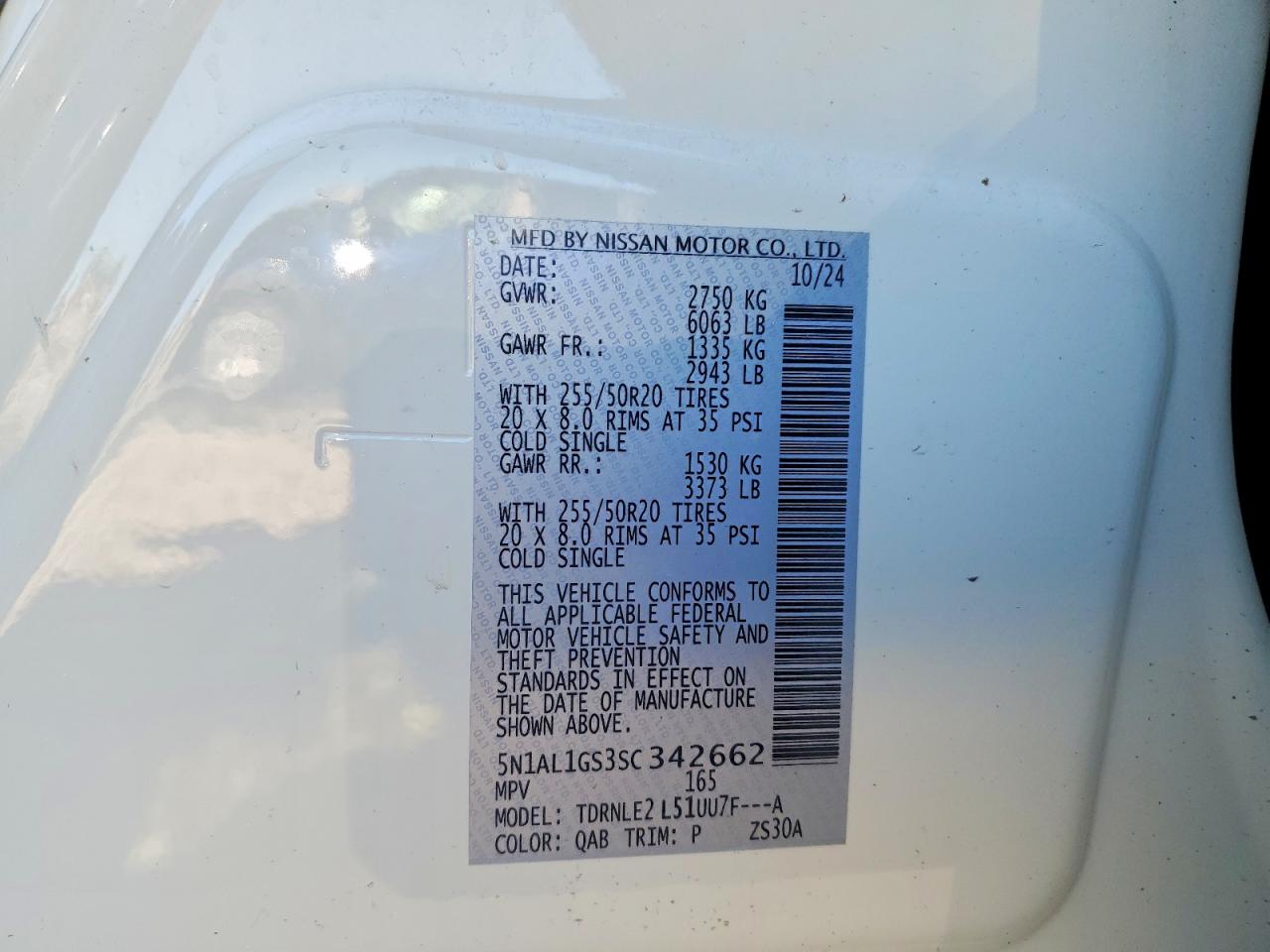 2025 Infiniti Qx60 Sensory White vin: 5N1AL1GS3SC342662