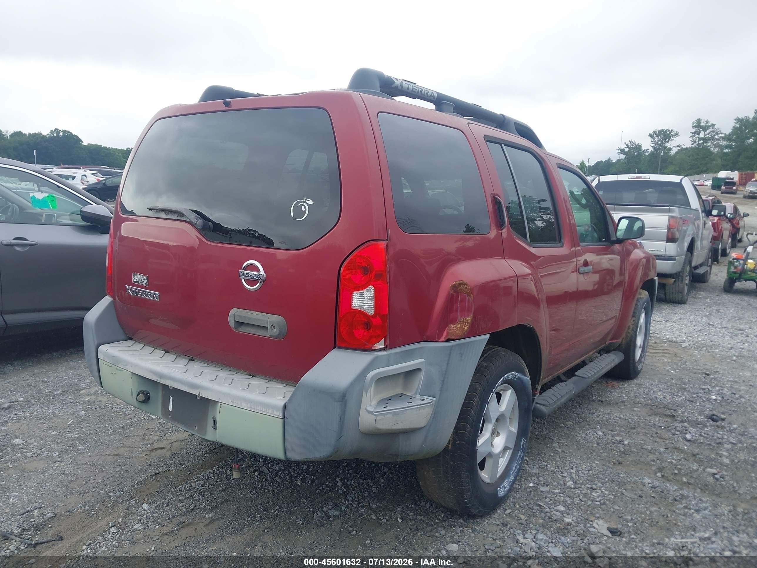 2007 Nissan Xterra S Red vin: 5N1AN08U37C505502