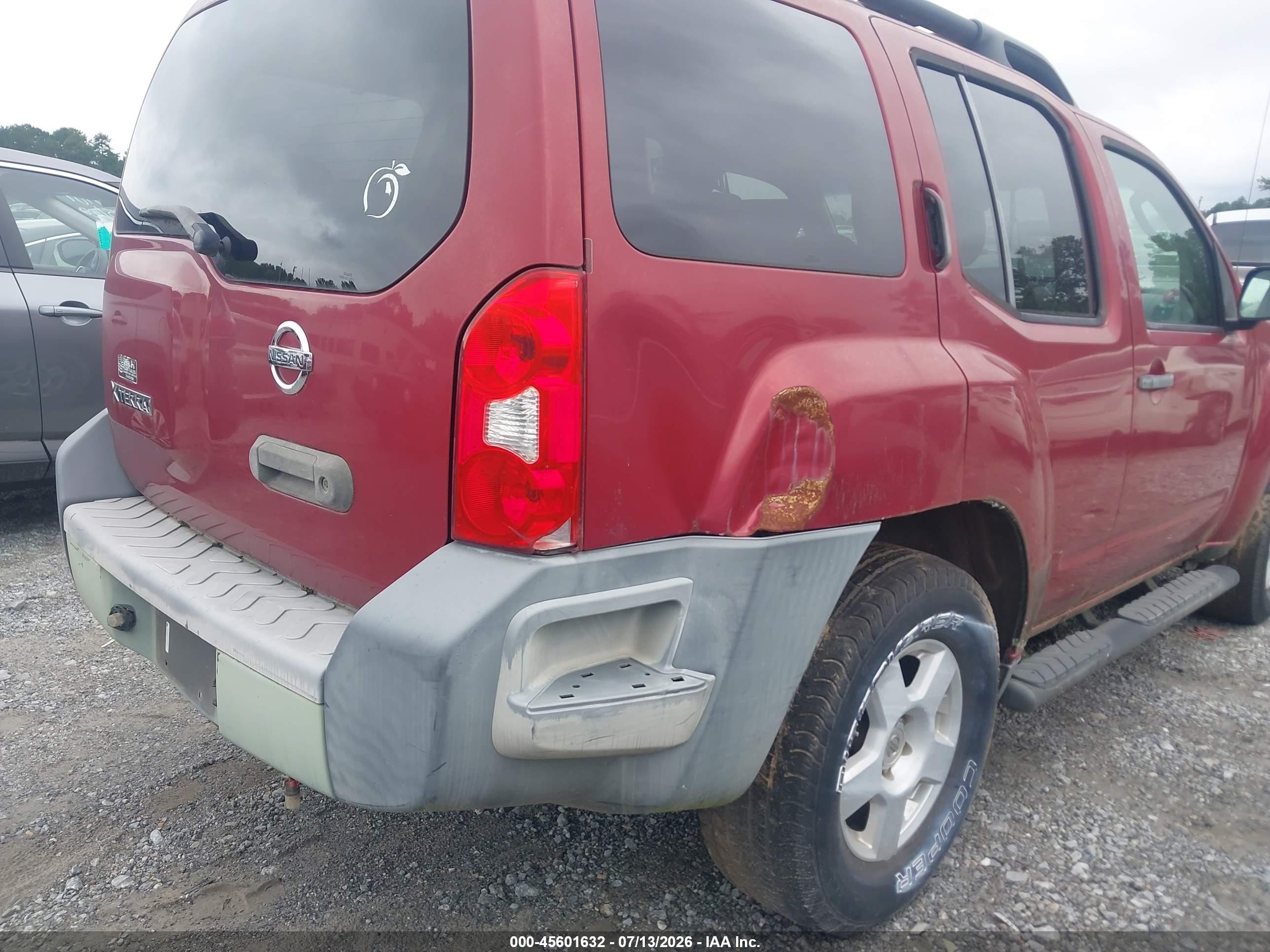 2007 Nissan Xterra S Red vin: 5N1AN08U37C505502