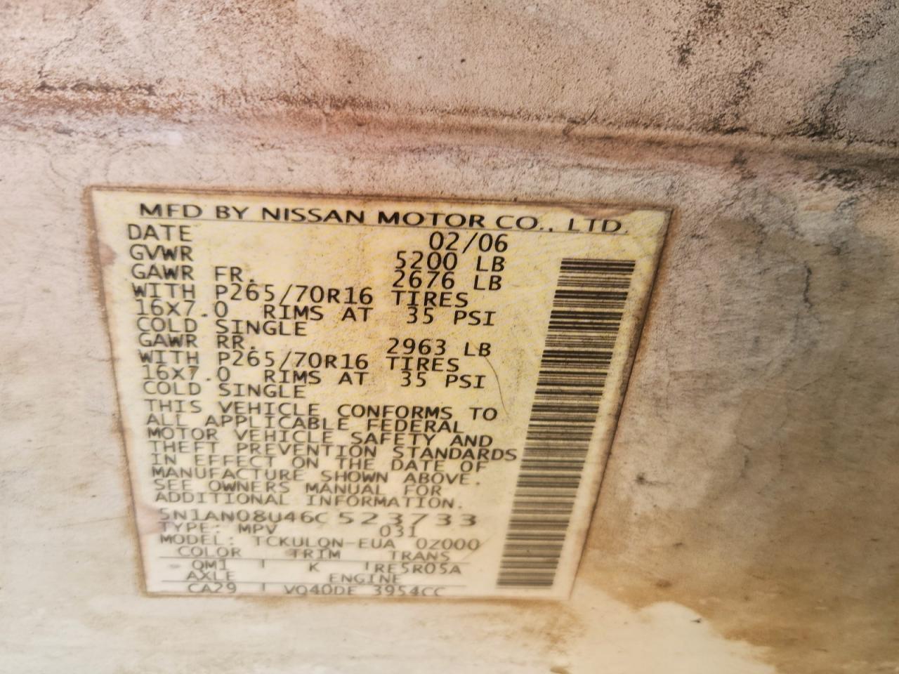 2006 Nissan Xterra X Белый vin: 5N1AN08U46C523733