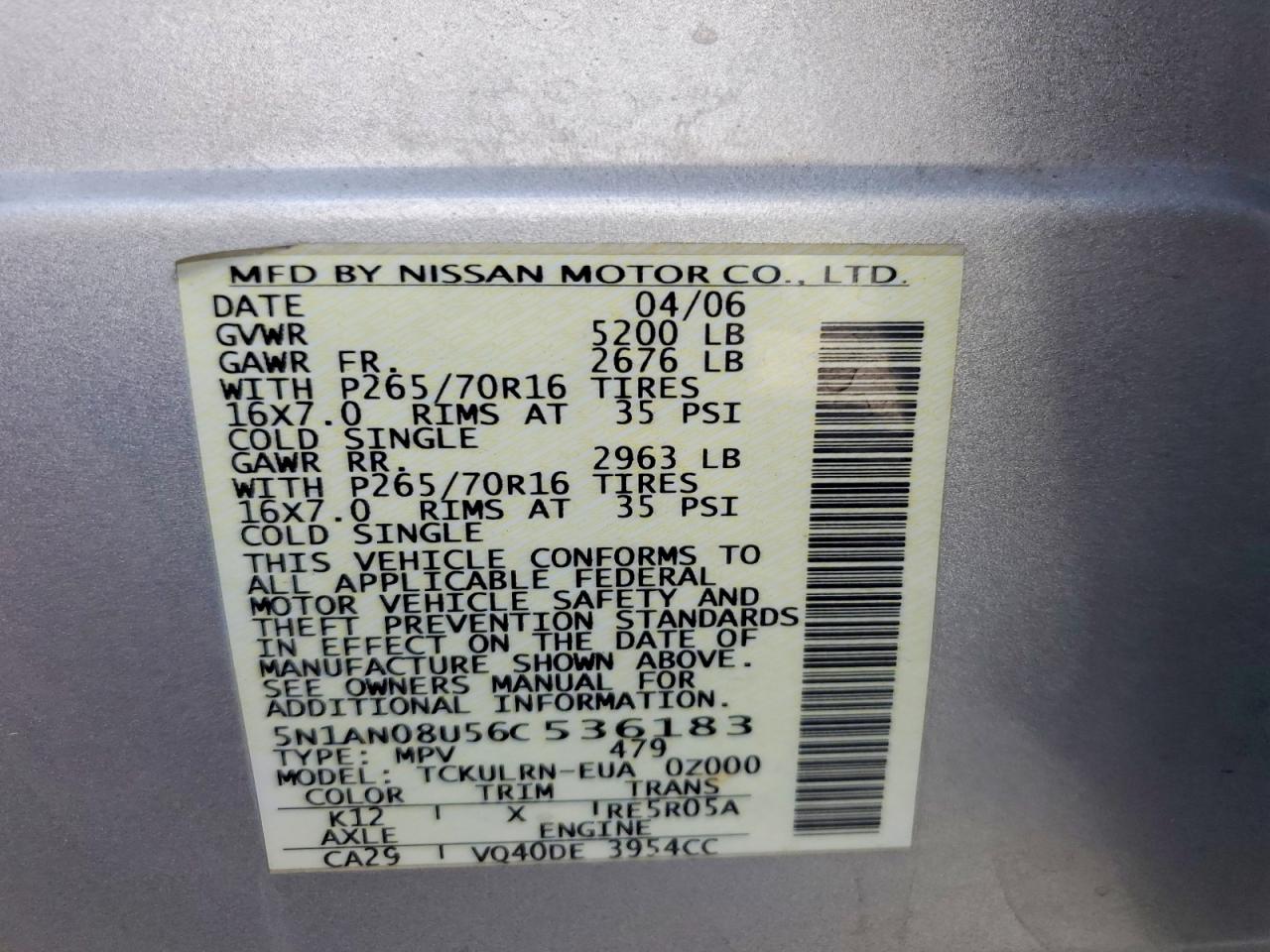 2006 Nissan Xterra X Серебряный vin: 5N1AN08U56C536183
