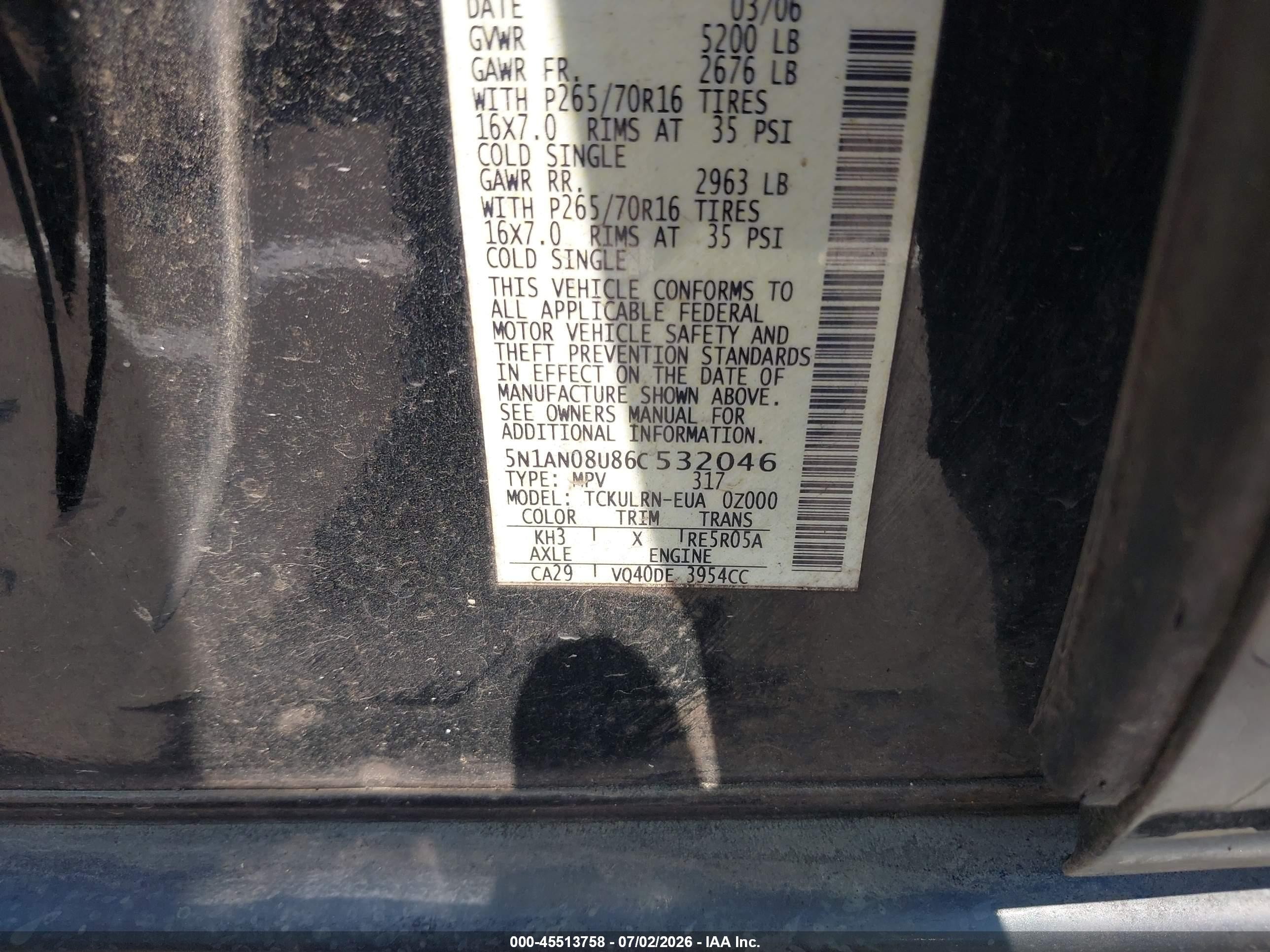 2006 Nissan Xterra S Черный vin: 5N1AN08U86C532046