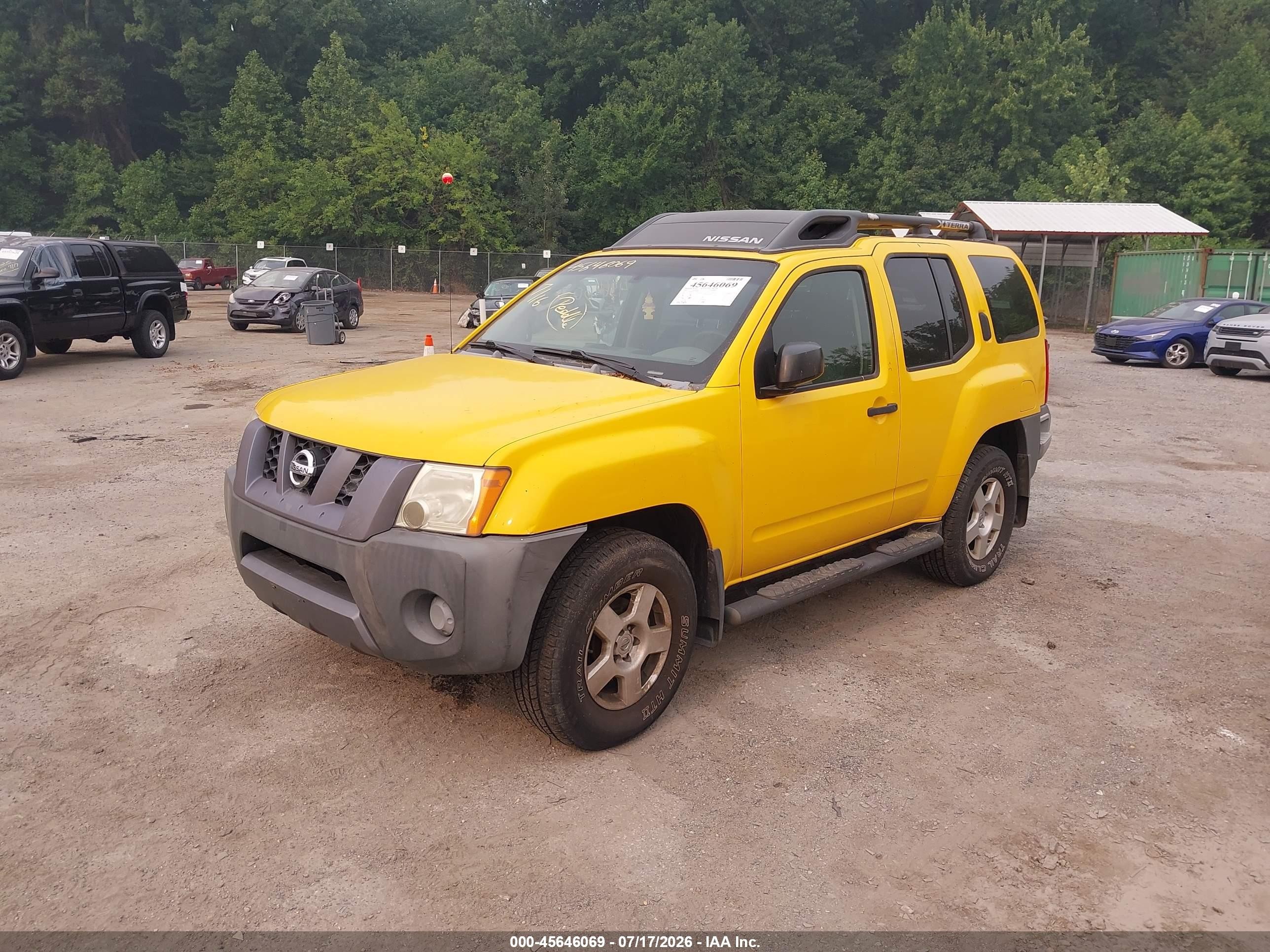 2007 Nissan Xterra S Желтый vin: 5N1AN08W07C514580