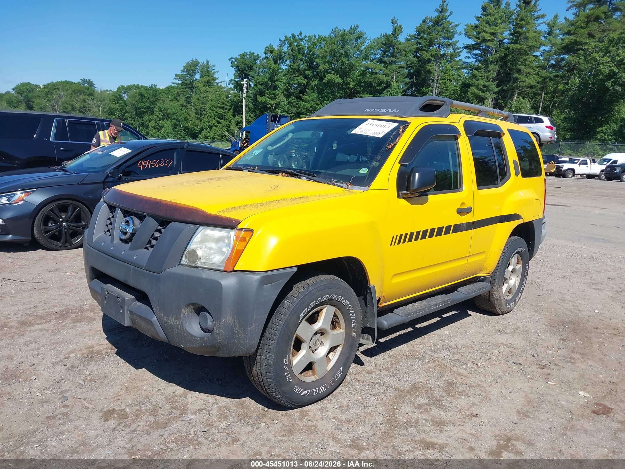 2007 Nissan Xterra X Yellow vin: 5N1AN08W07C545859