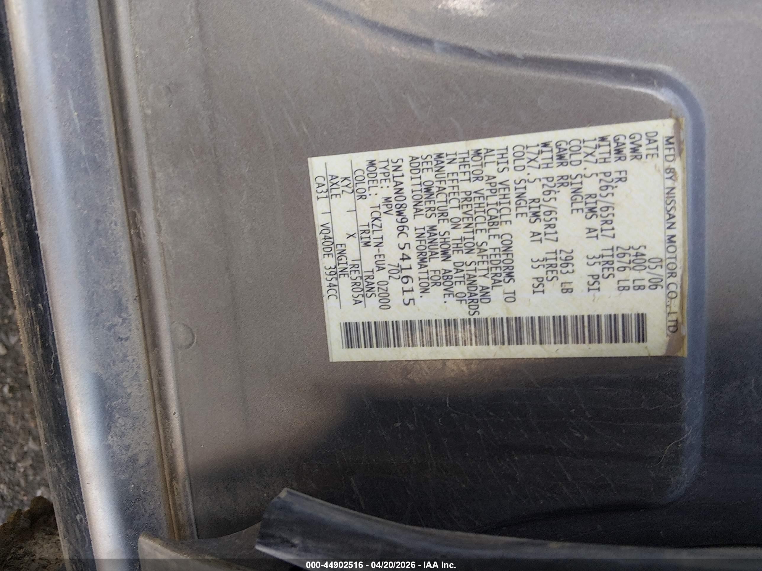 2006 Nissan Xterra Se Бежевый vin: 5N1AN08W96C541615