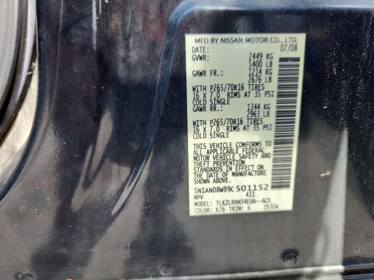 2009 Nissan Xterra X Серый vin: 5N1AN08W99C501152