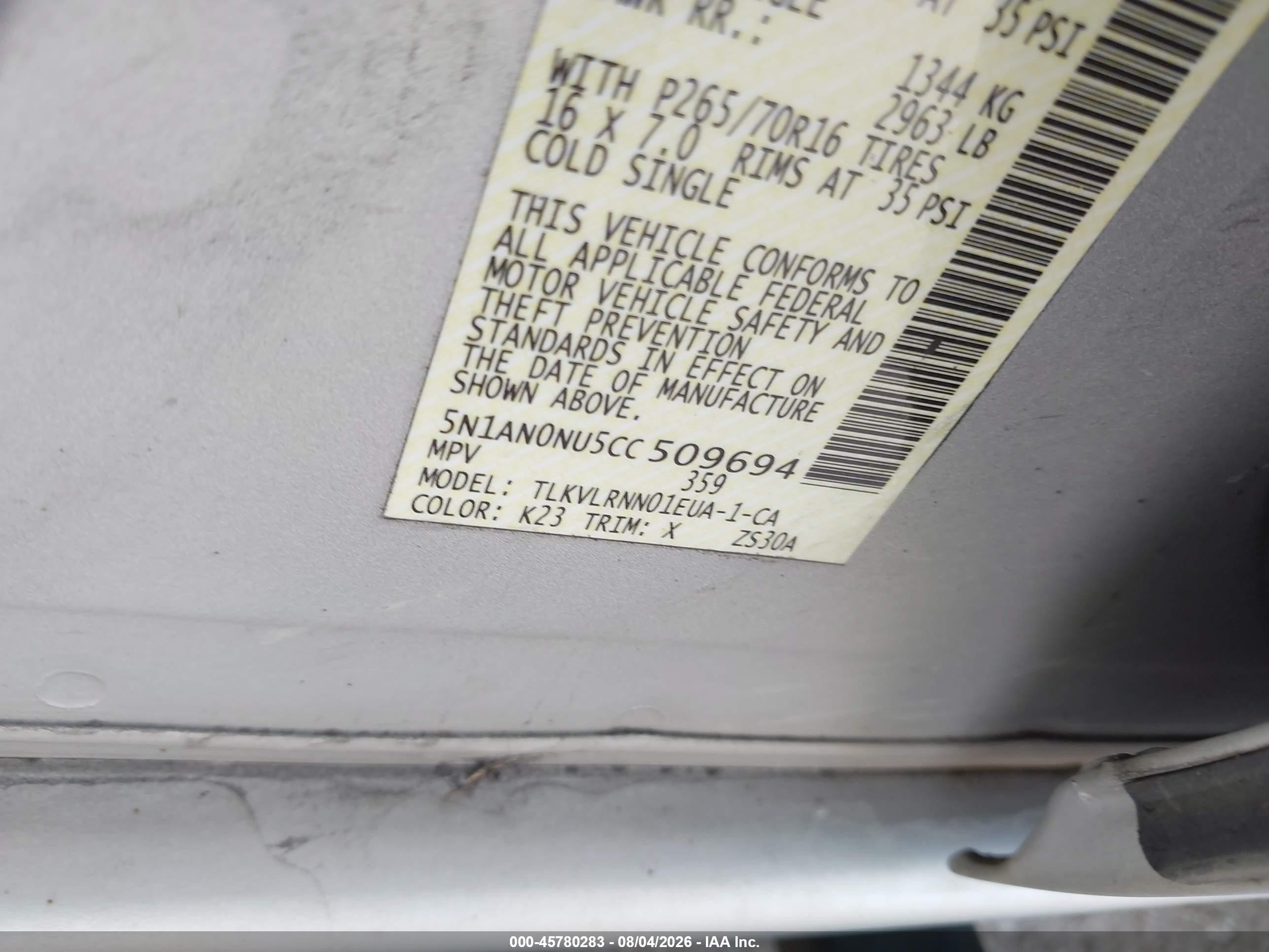 2012 Nissan Xterra S Серебряный vin: 5N1AN0NU5CC509694