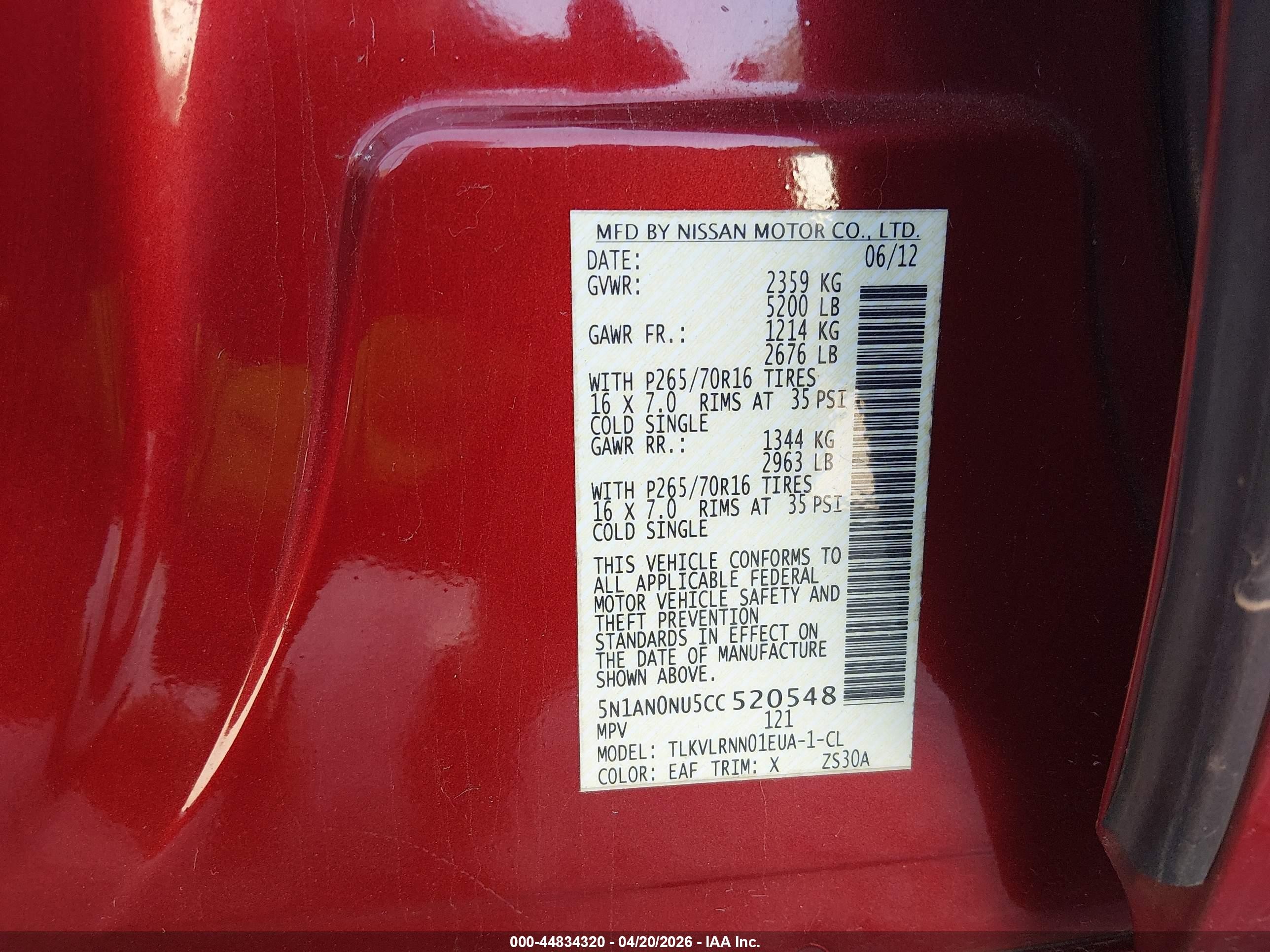 2012 Nissan Xterra S Orange vin: 5N1AN0NU5CC520548