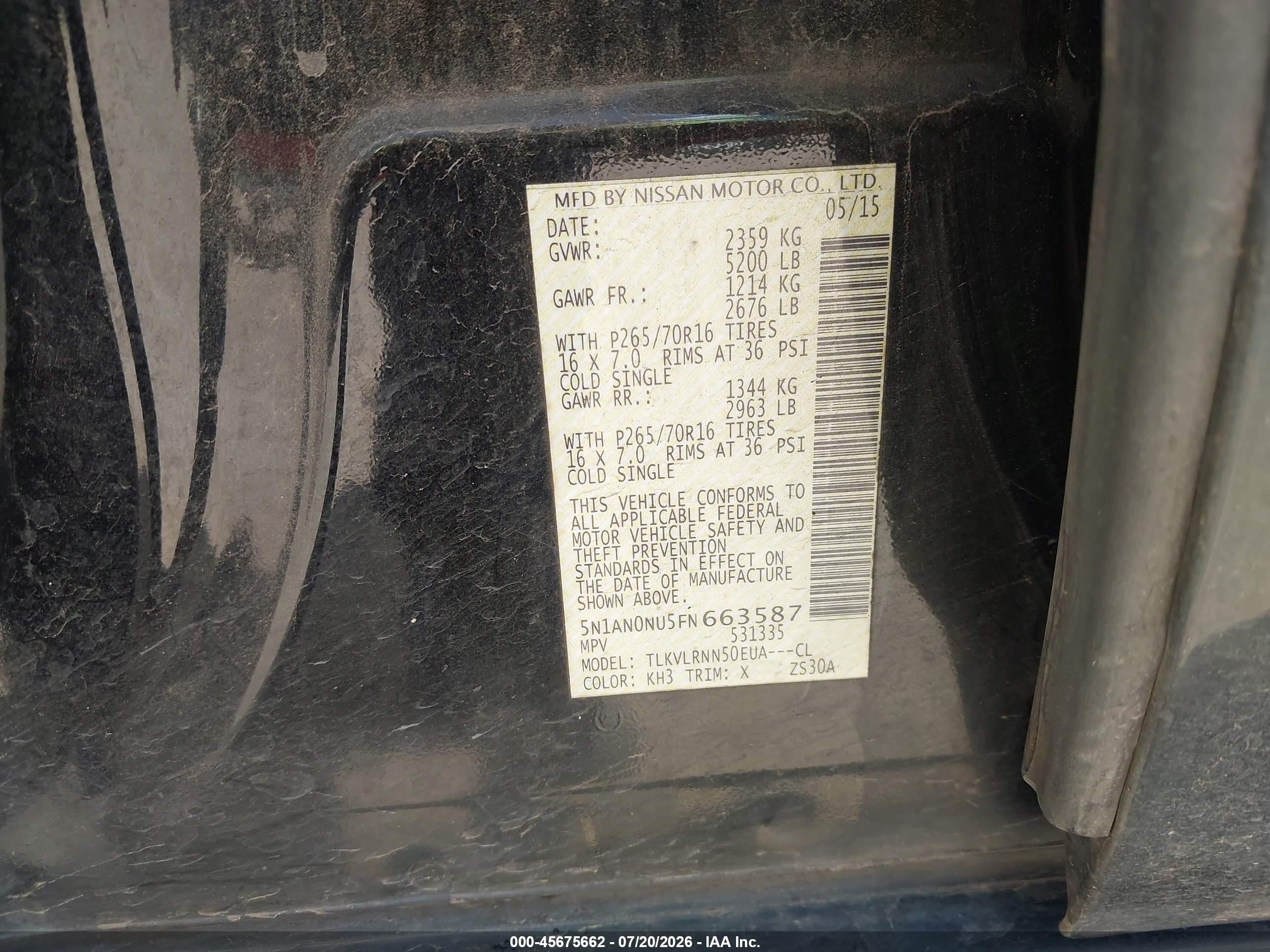 2015 Nissan Xterra S Черный vin: 5N1AN0NU5FN663587