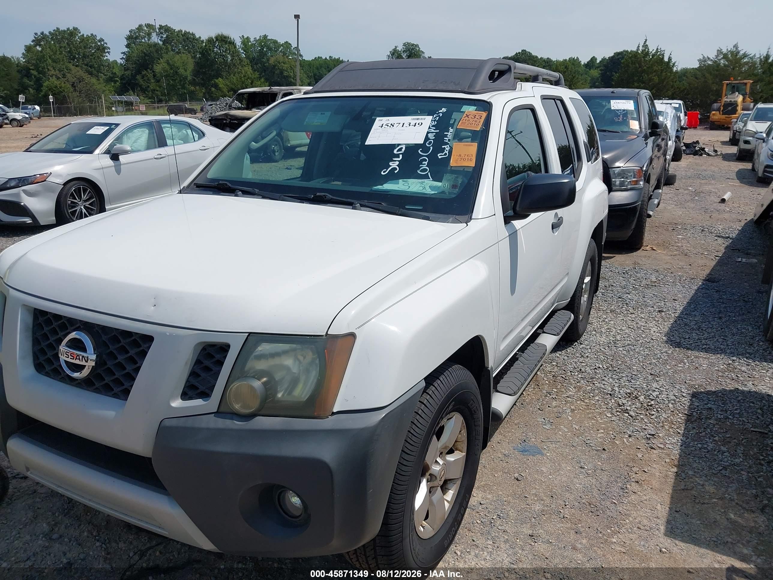 2010 Nissan Xterra S White vin: 5N1AN0NU6AC524055