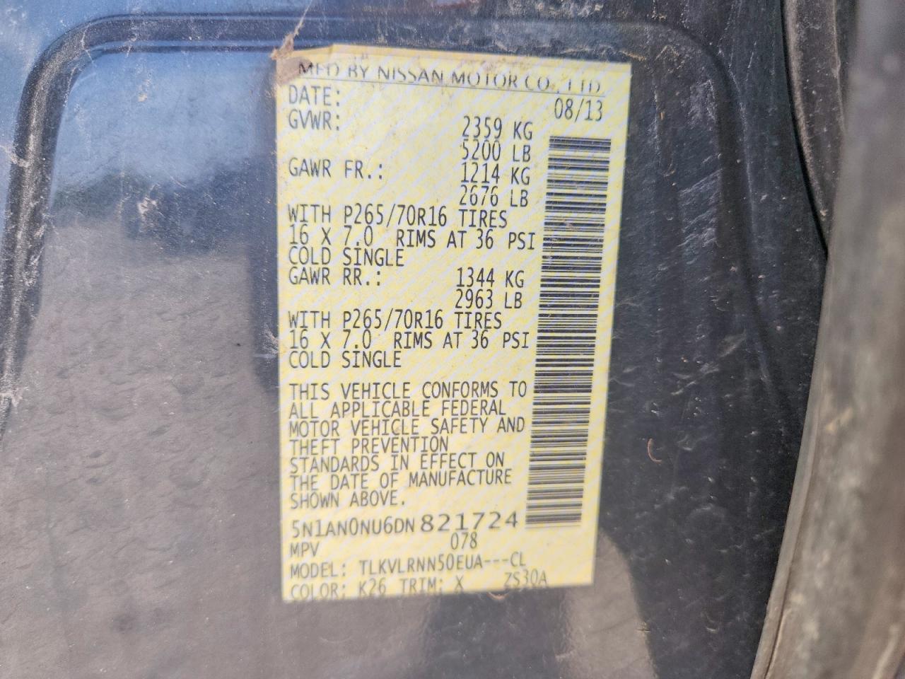 2013 Nissan Xterra X Black vin: 5N1AN0NU6DN821724